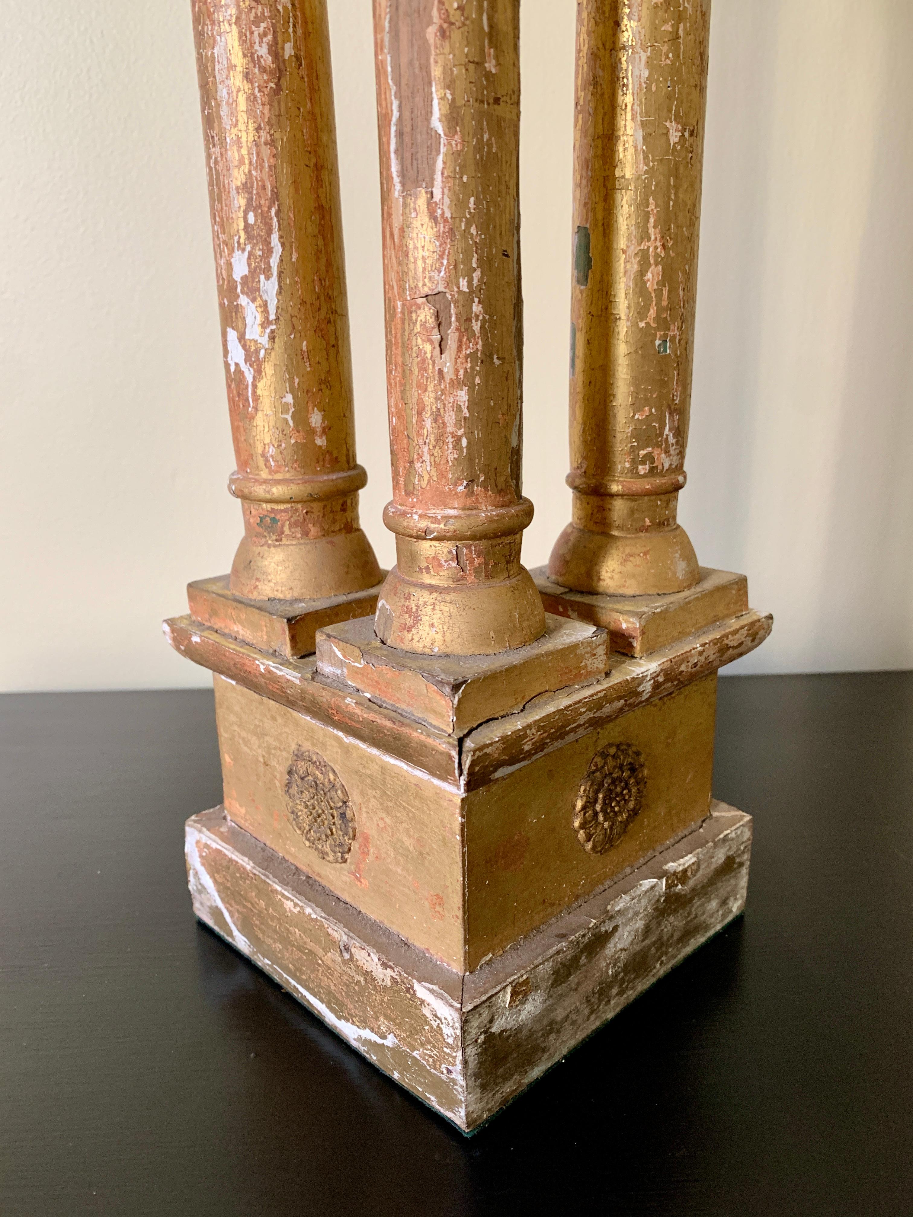 Antique Neoclassical Grand Tour Giltwood Architectural Columns, a Pair For Sale 10