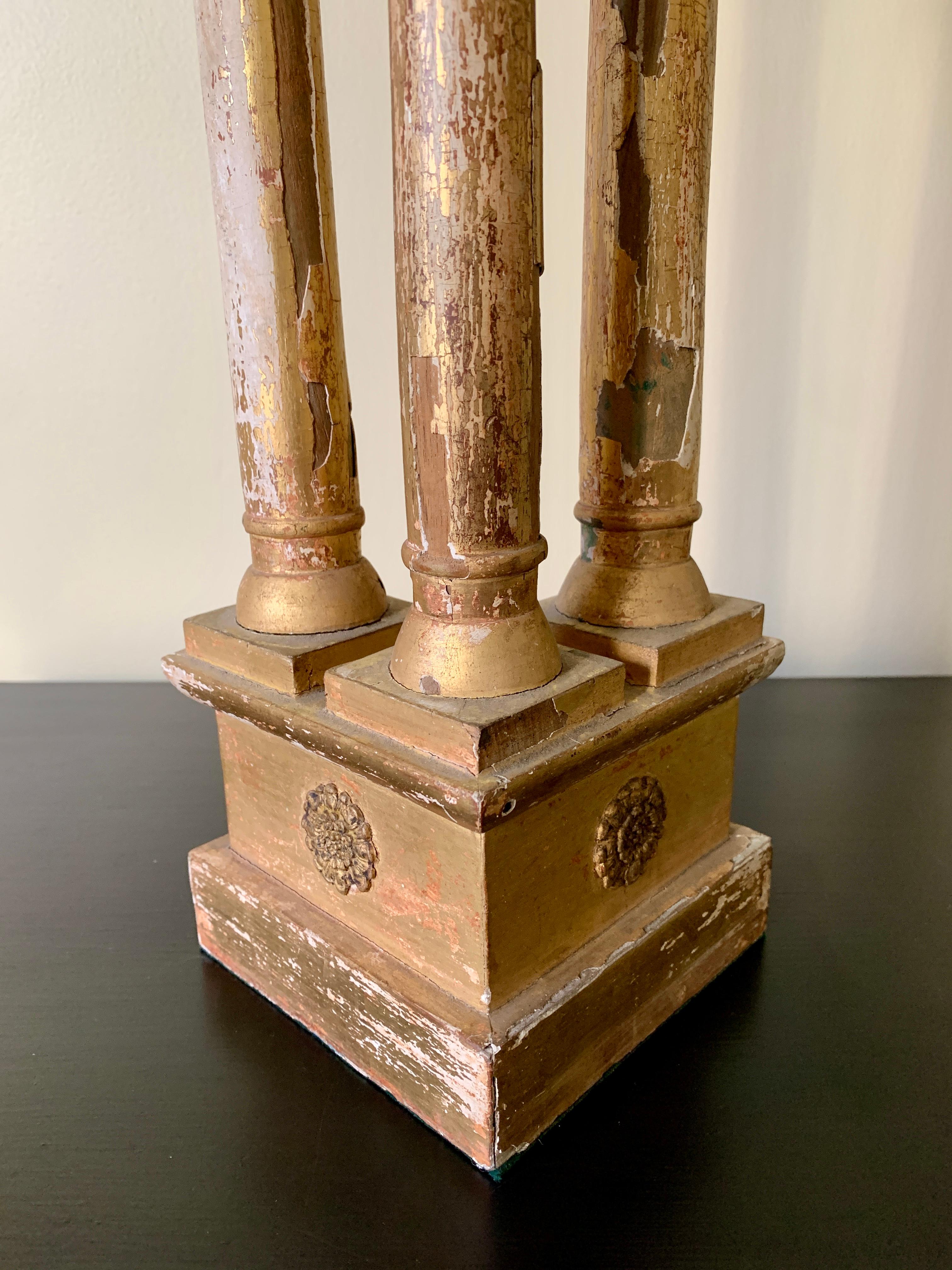 Antique Neoclassical Grand Tour Giltwood Architectural Columns, a Pair For Sale 13