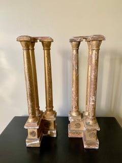 Antique Neoclassical Grand Tour Giltwood Architectural Columns, a Pair