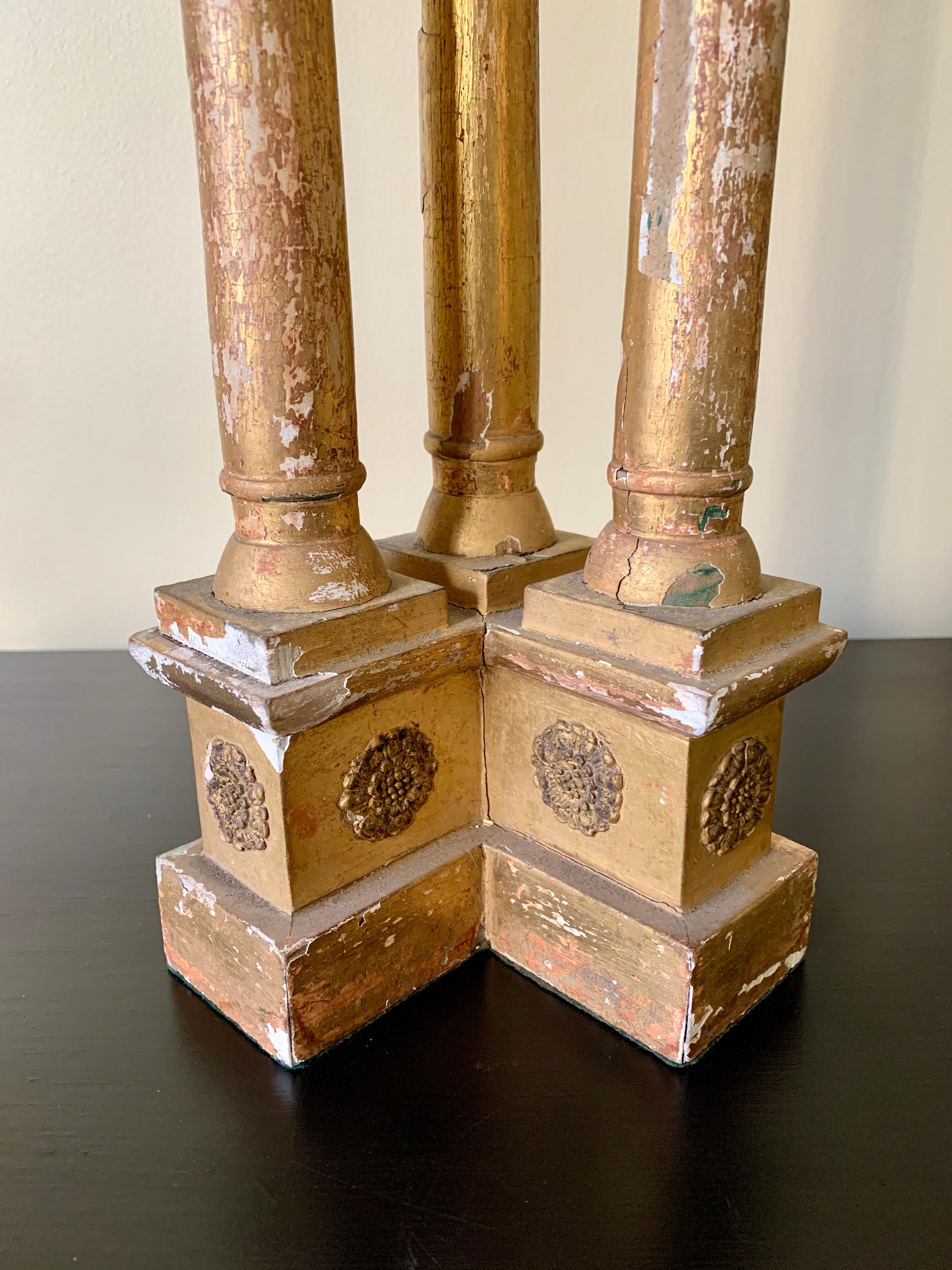 Antique Neoclassical Grand Tour Giltwood Architectural Columns, a Pair For Sale 15