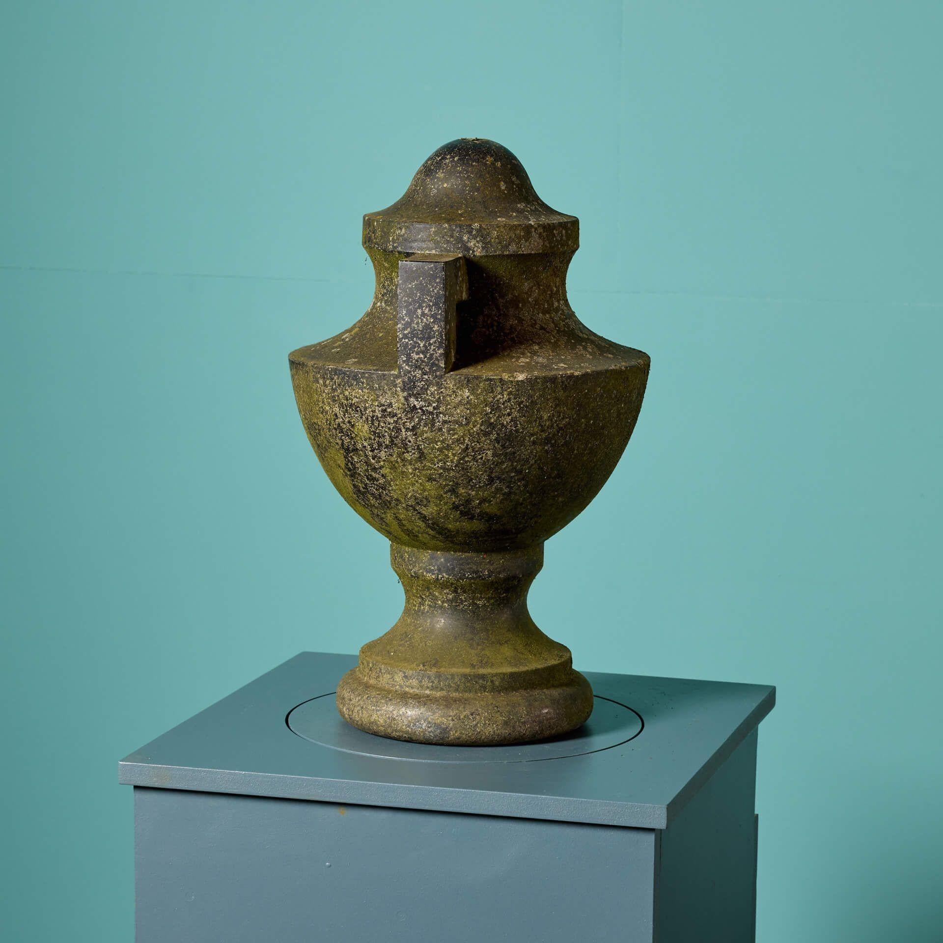 English Antique Neoclassical Granite Garden Urn For Sale