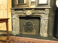 Antique Neoclassical Gray Marble Fireplace with a White Carrara Face, 1800 Italy