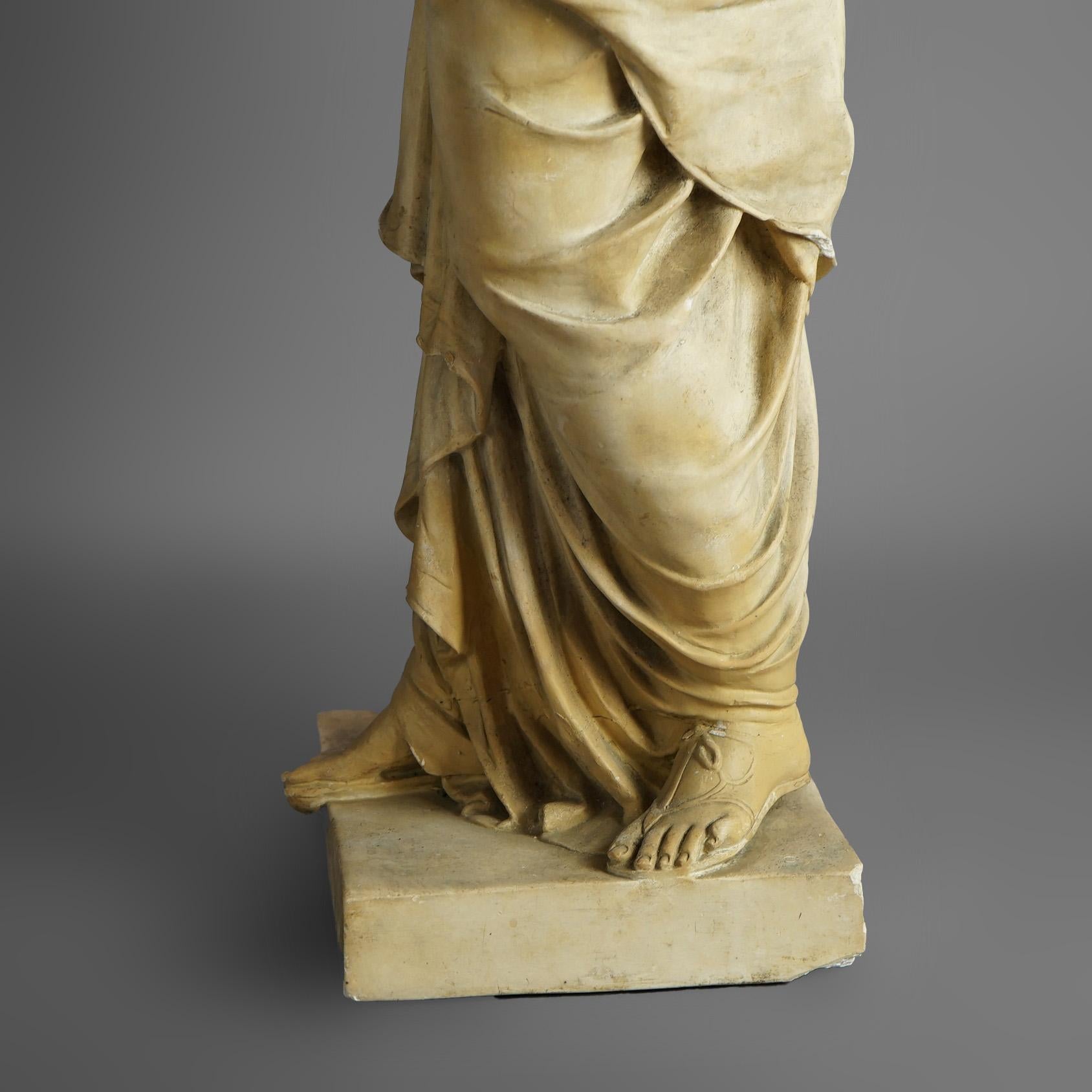 Antique Neoclassical Greek Aphrodite Figural Cast Plaster Statue C1920 For Sale 2