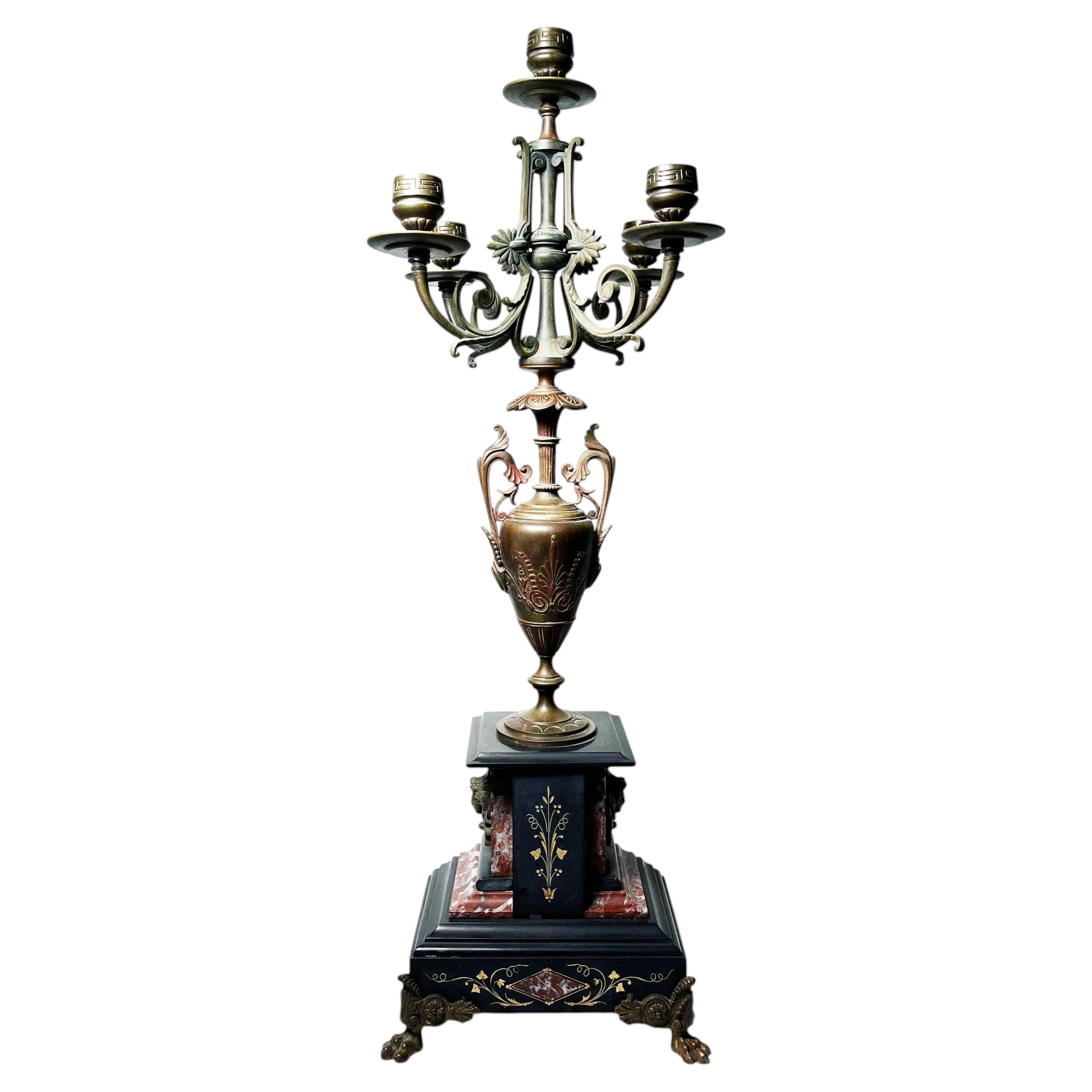 Antique Neoclassical / Greek / Egyptian Revival French Candelabra / Candlestick