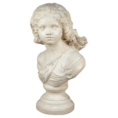 Antique Neoclassical Hard Stone Portrait Sculpture of a Young Woman, c1900