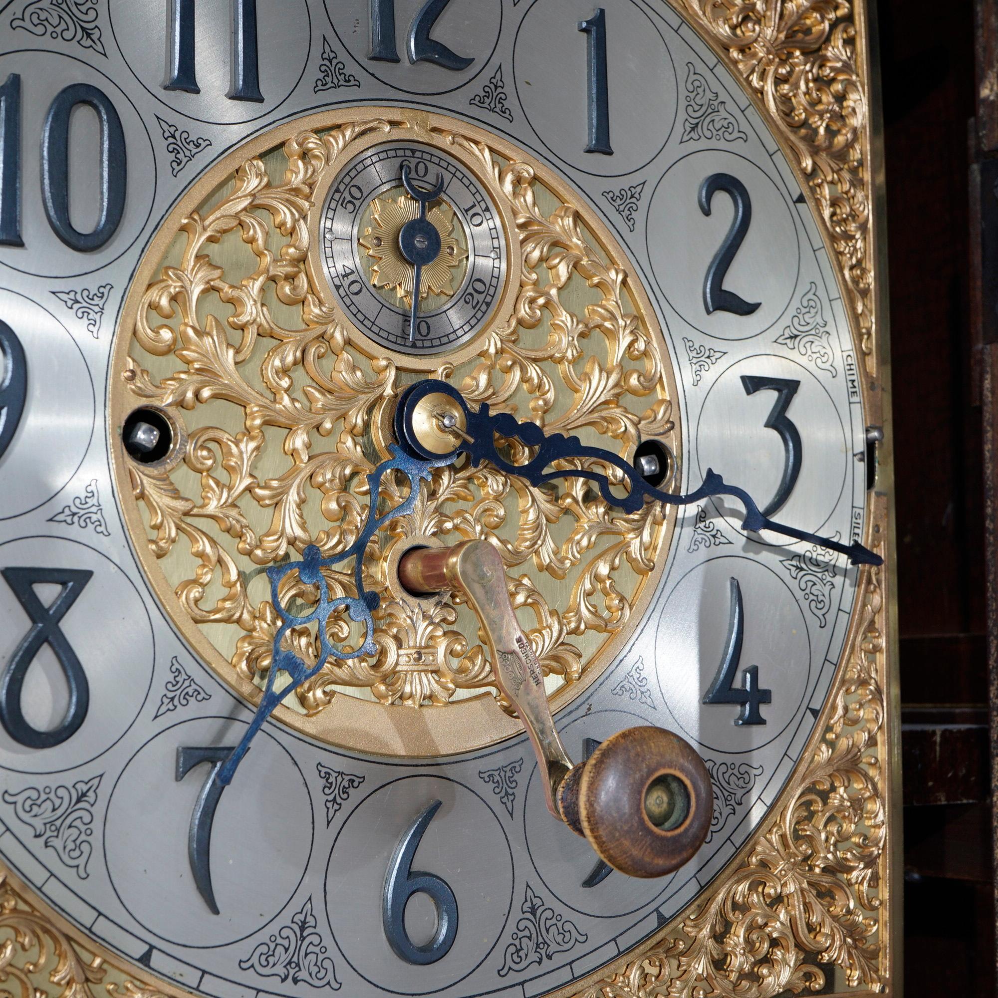 Antique Neoclassical Herschede Five-Tube Mahogany Tall Case Clock Circa 1930 4
