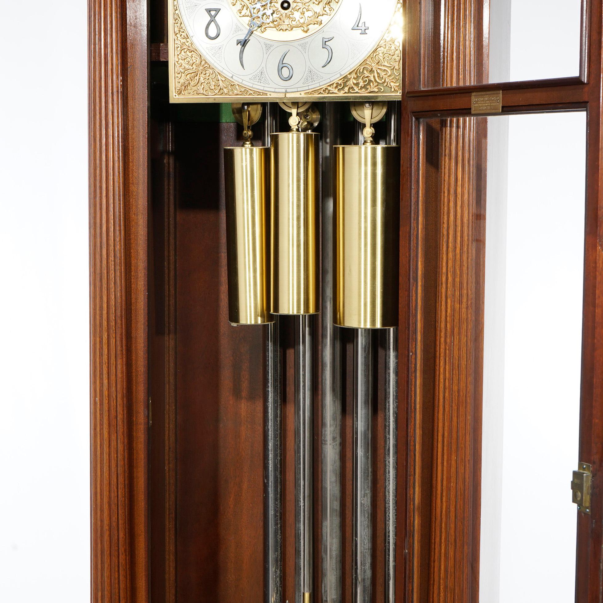 Antique Neoclassical Herschede Five-Tube Mahogany Tall Case Clock Circa 1930 5