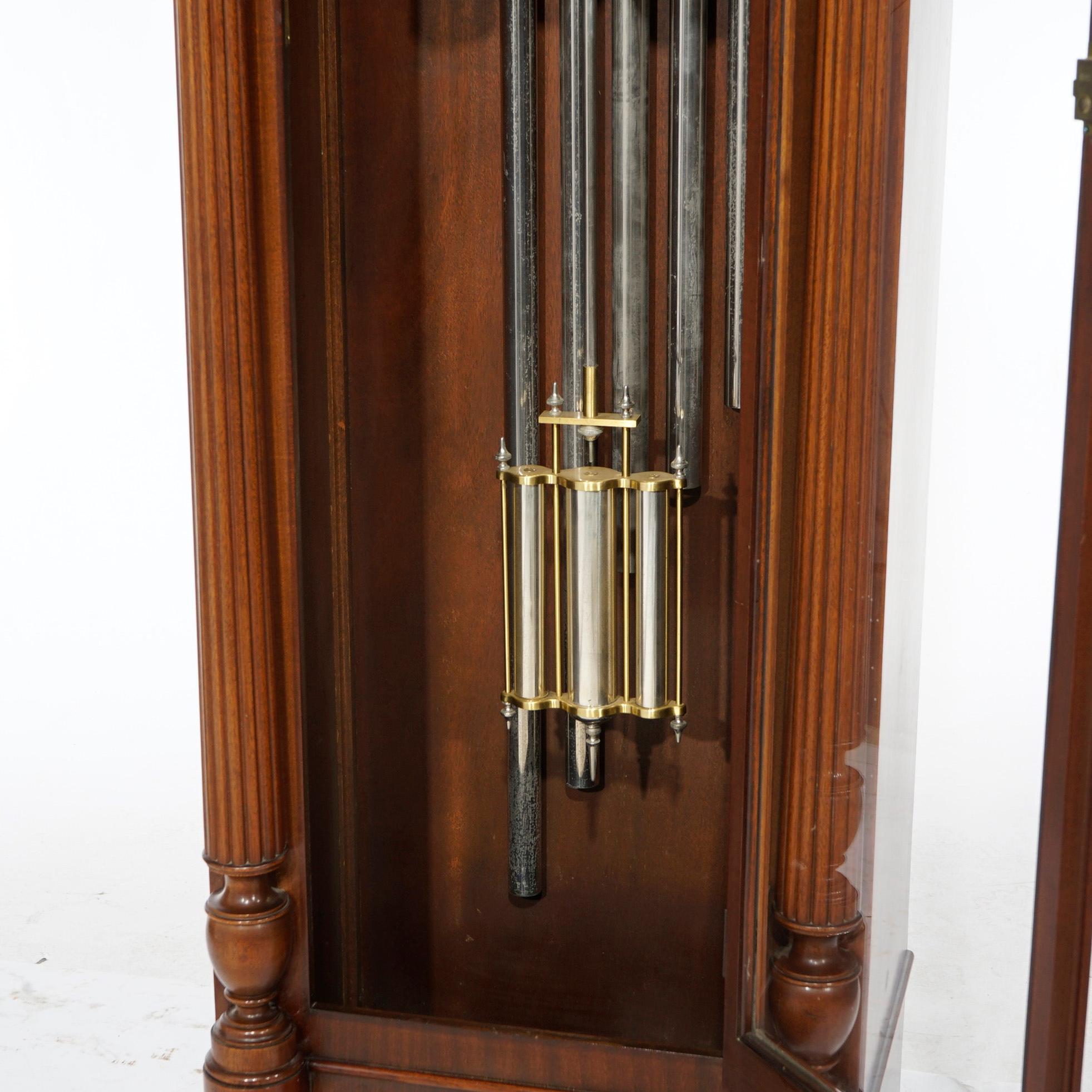 Antique Neoclassical Herschede Five-Tube Mahogany Tall Case Clock Circa 1930 6