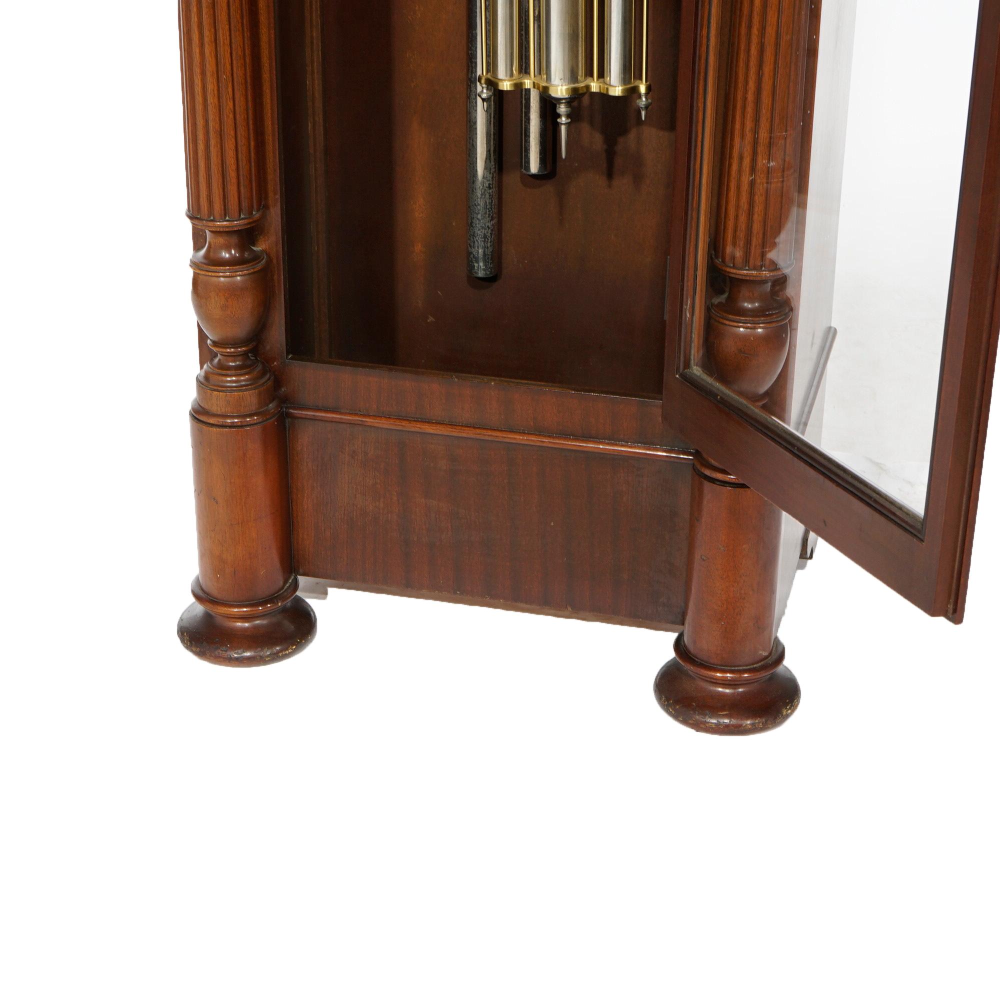 Antique Neoclassical Herschede Five-Tube Mahogany Tall Case Clock Circa 1930 9