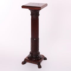 Antique Neoclassical Horner School Carved Mahogany Sculpture Pedestal Circa 1900