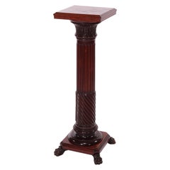 Antique Neoclassical Horner School Carved Mahogany Sculpture Pedestal Circa 1900