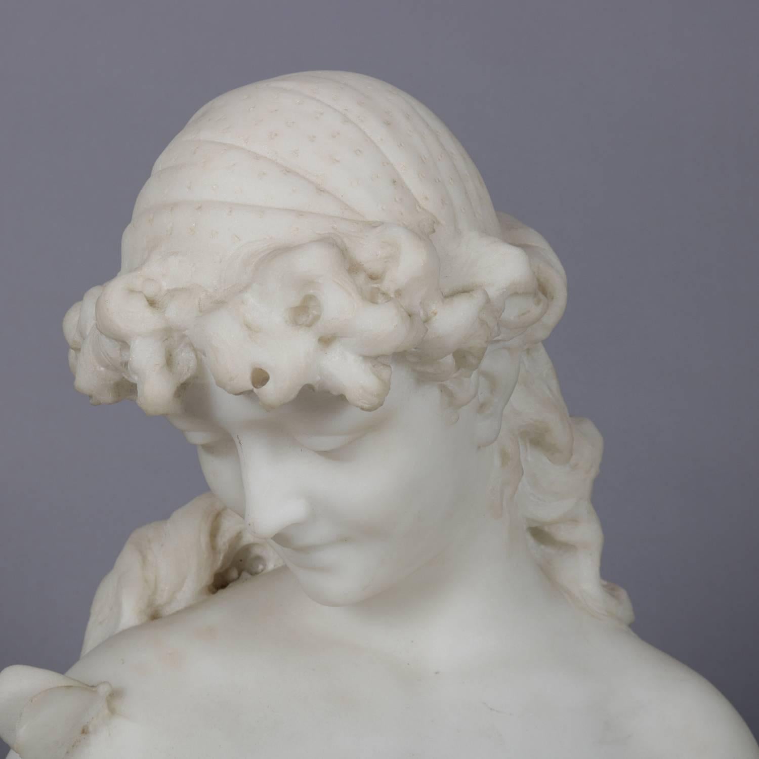 Antique Neoclassical Italian Carved Alabaster Portrait Bust Sculpture 2