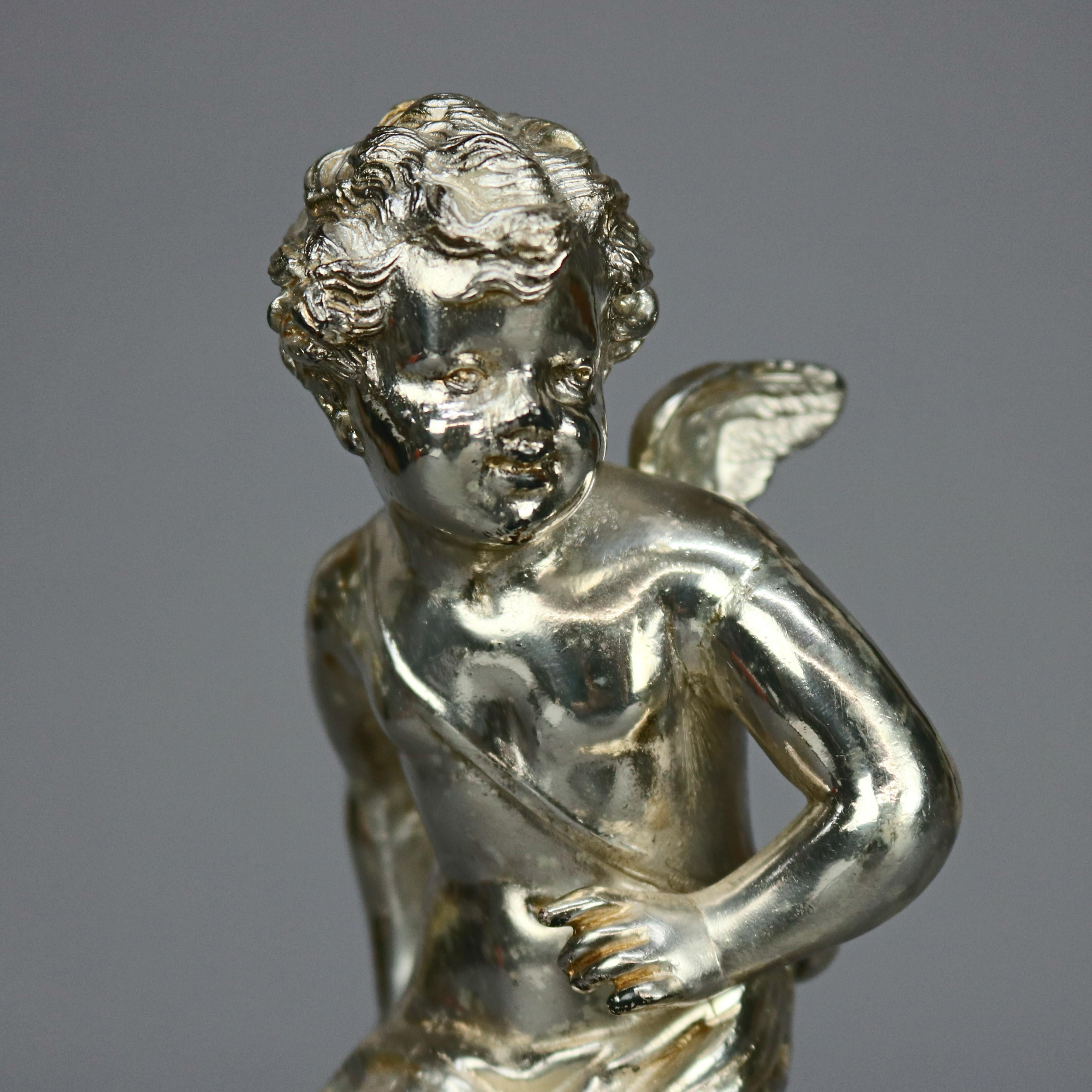 19th Century Neoclassical Jennings Silver Gilt and Marble Figural Cherub Clock, circa 1890