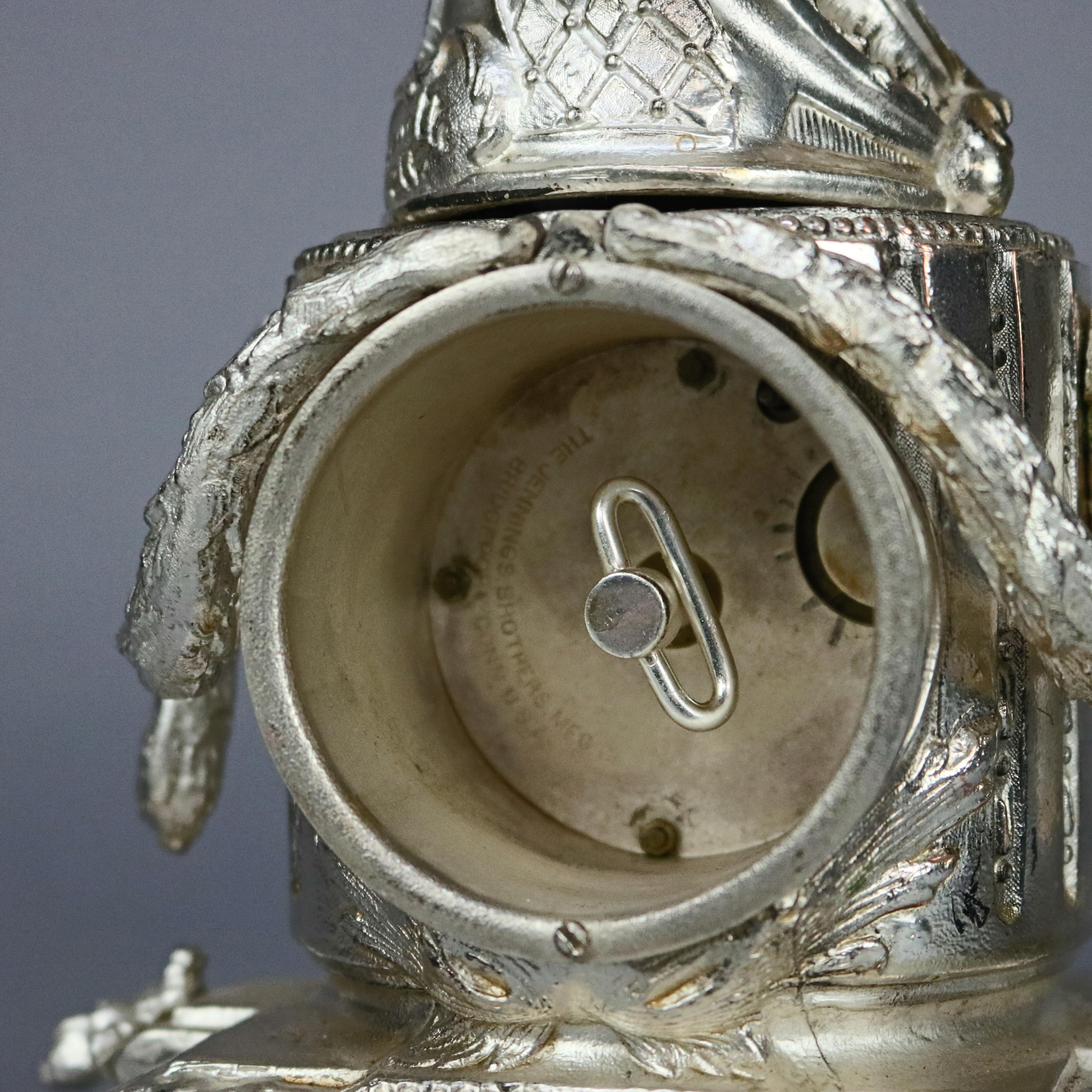 Neoclassical Jennings Silver Gilt and Marble Figural Cherub Clock, circa 1890 2