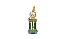 Antique Neoclassical Louis XVI Gilt Bronze / Malachite Mantel Clock