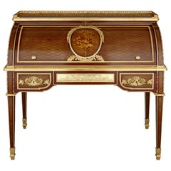 Antique Neoclassical Louis XVI Style Roll Top Desk by Gervais Durand