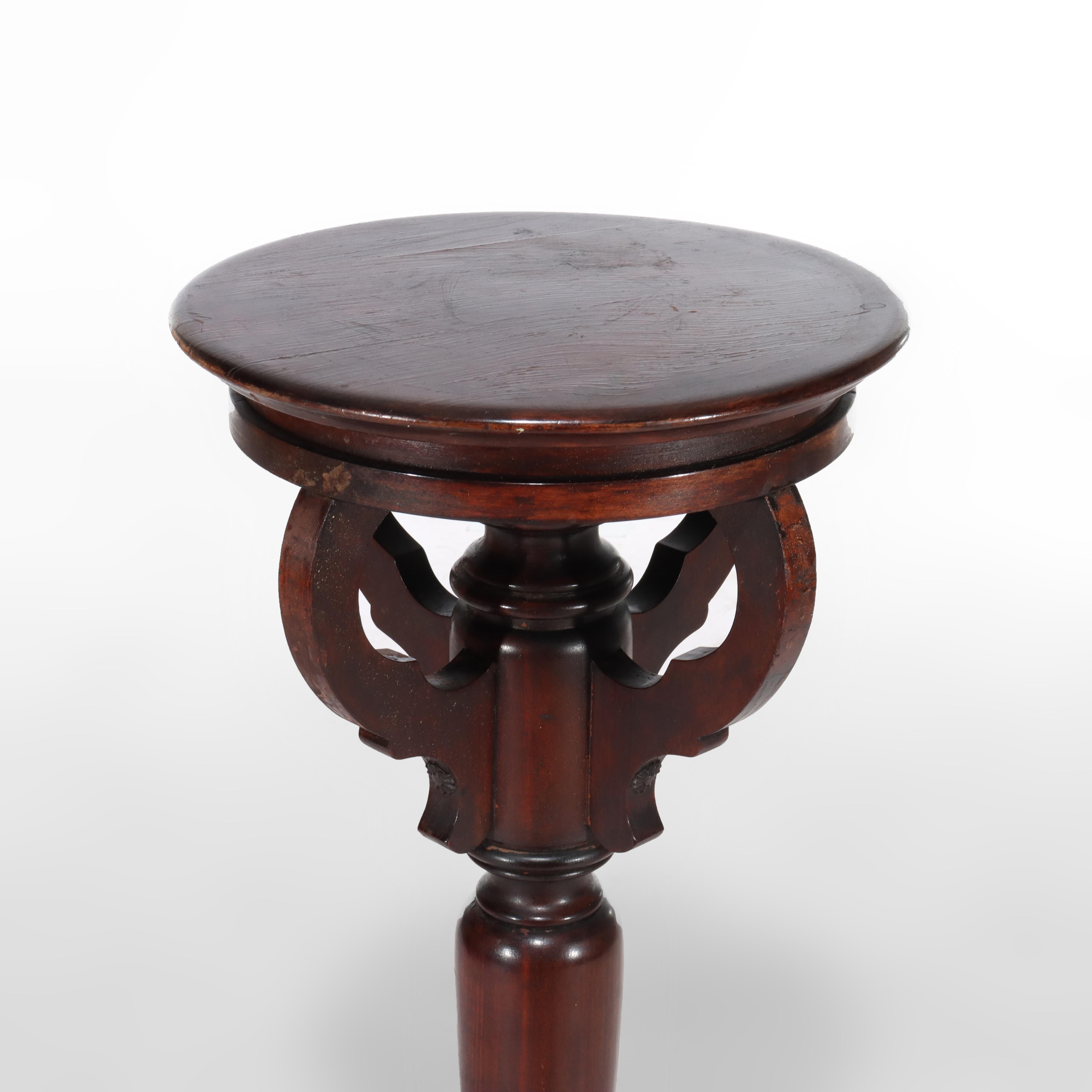 ***Reduced In-House Delivery Rates - Click on “Ask Seller” to Request a Quote***
Antique Neoclassical Mahogany Sculpture Pedestal C1910.     
Measures - 36.25