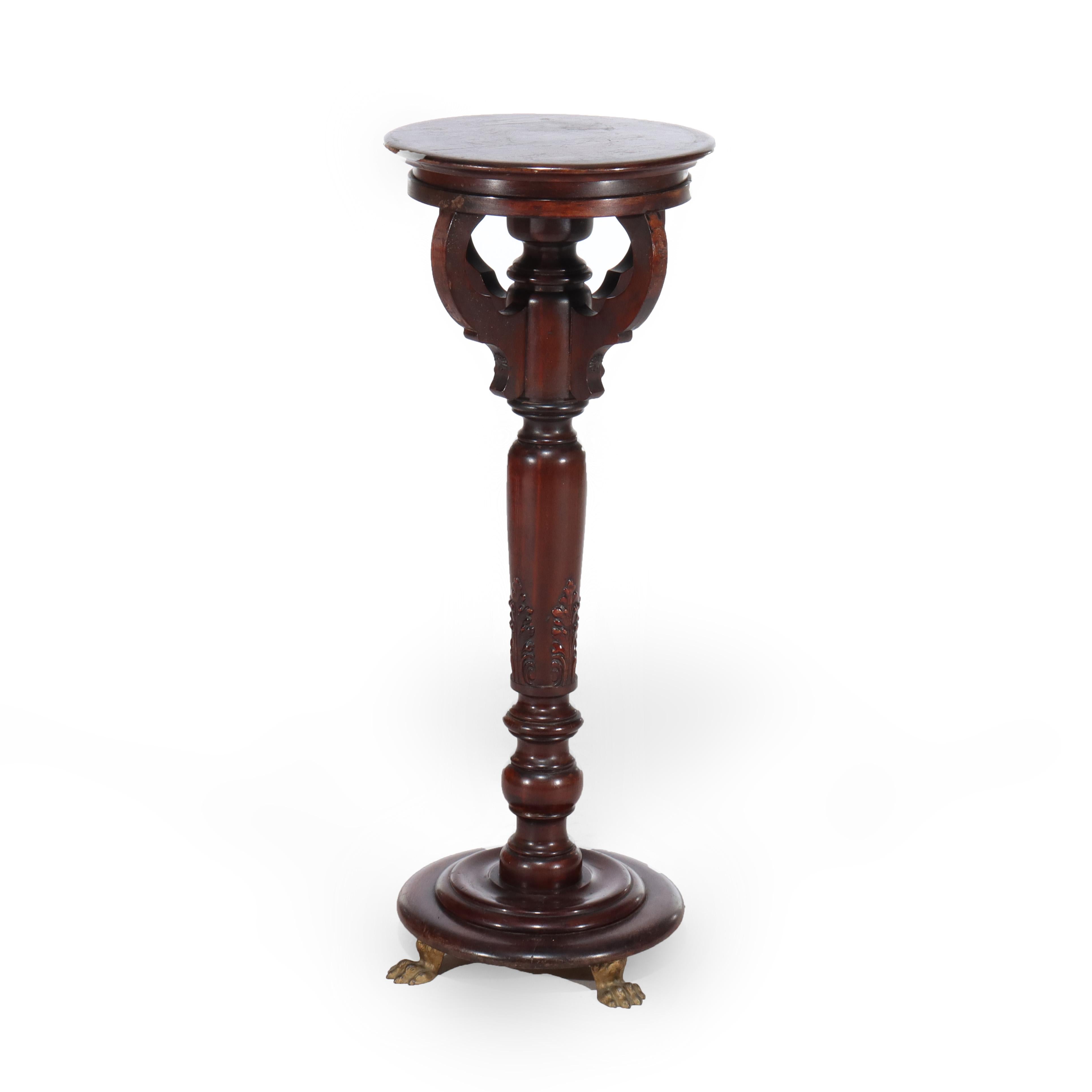 Antique Neoclassical Mahogany Sculpture Pedestal C1910 In Good Condition For Sale In Big Flats, NY