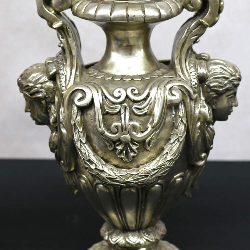 20th Century Neoclassical Maiden's Visage Covered Urns For Sale