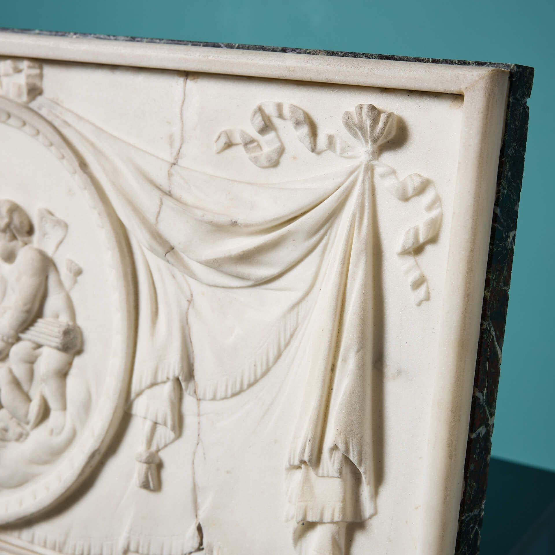 Hand-Carved Antique Neoclassical Marble Chimneypiece Tablet on Stand c.1800 For Sale
