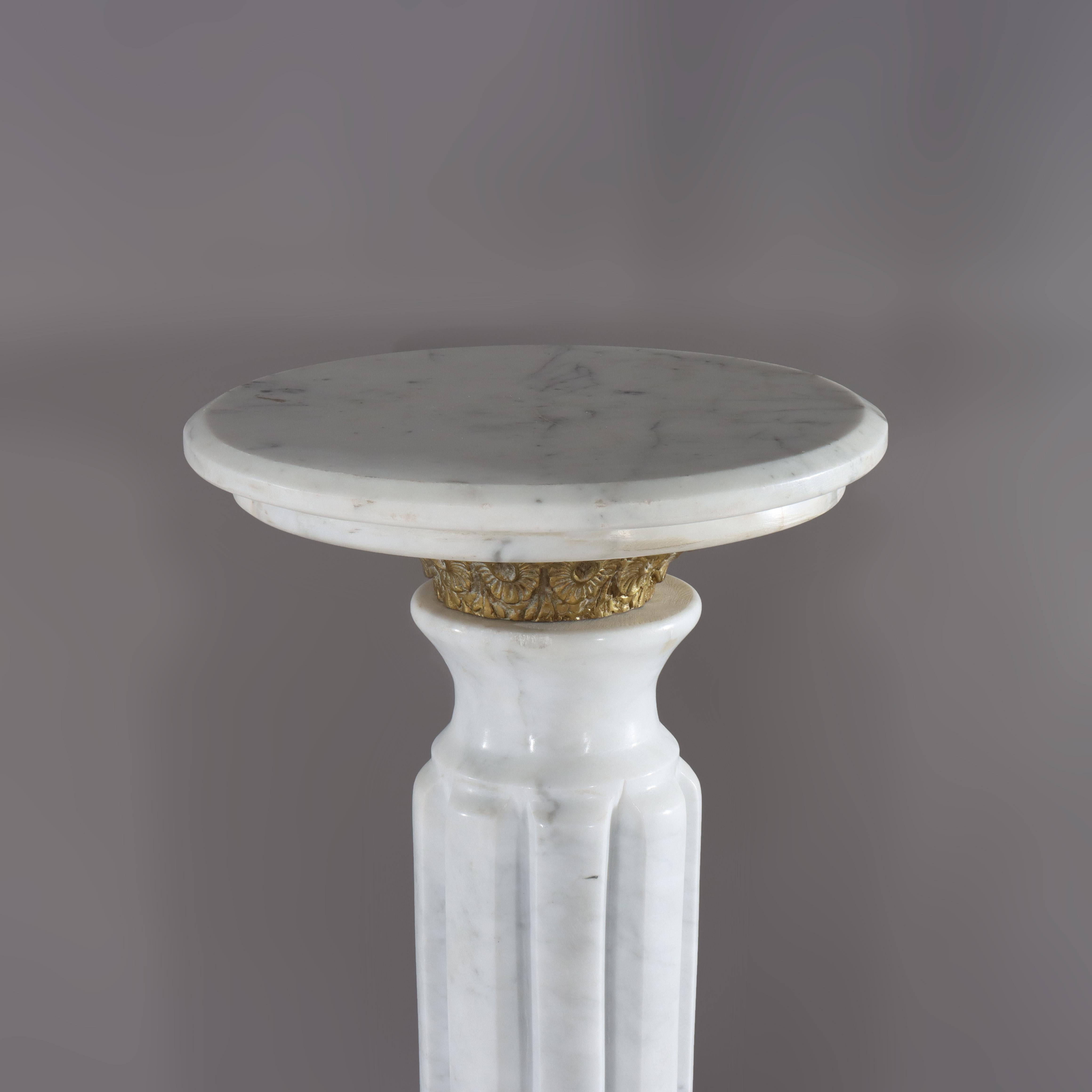 ***Reduced In-House Delivery Rates - Click on “Ask Seller” to Request a Quote***
Antique Neoclassical Marble & Ormolu Bronze Sculpture Display Pedestal C1890.     
Measures - 40 1/4
