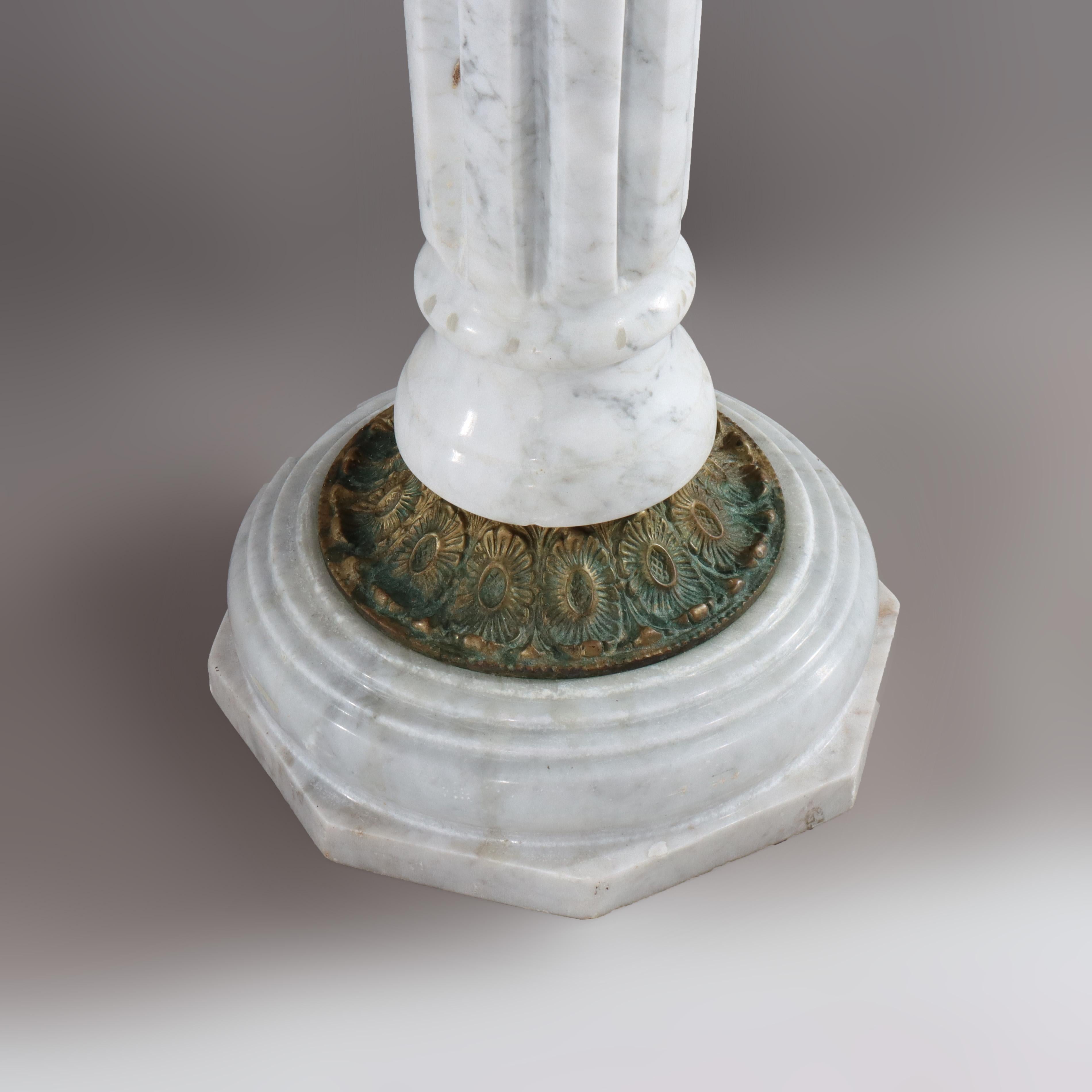 Antique Neoclassical Marble & Ormolu Bronze Sculpture Pedestal c1890 In Good Condition For Sale In Big Flats, NY