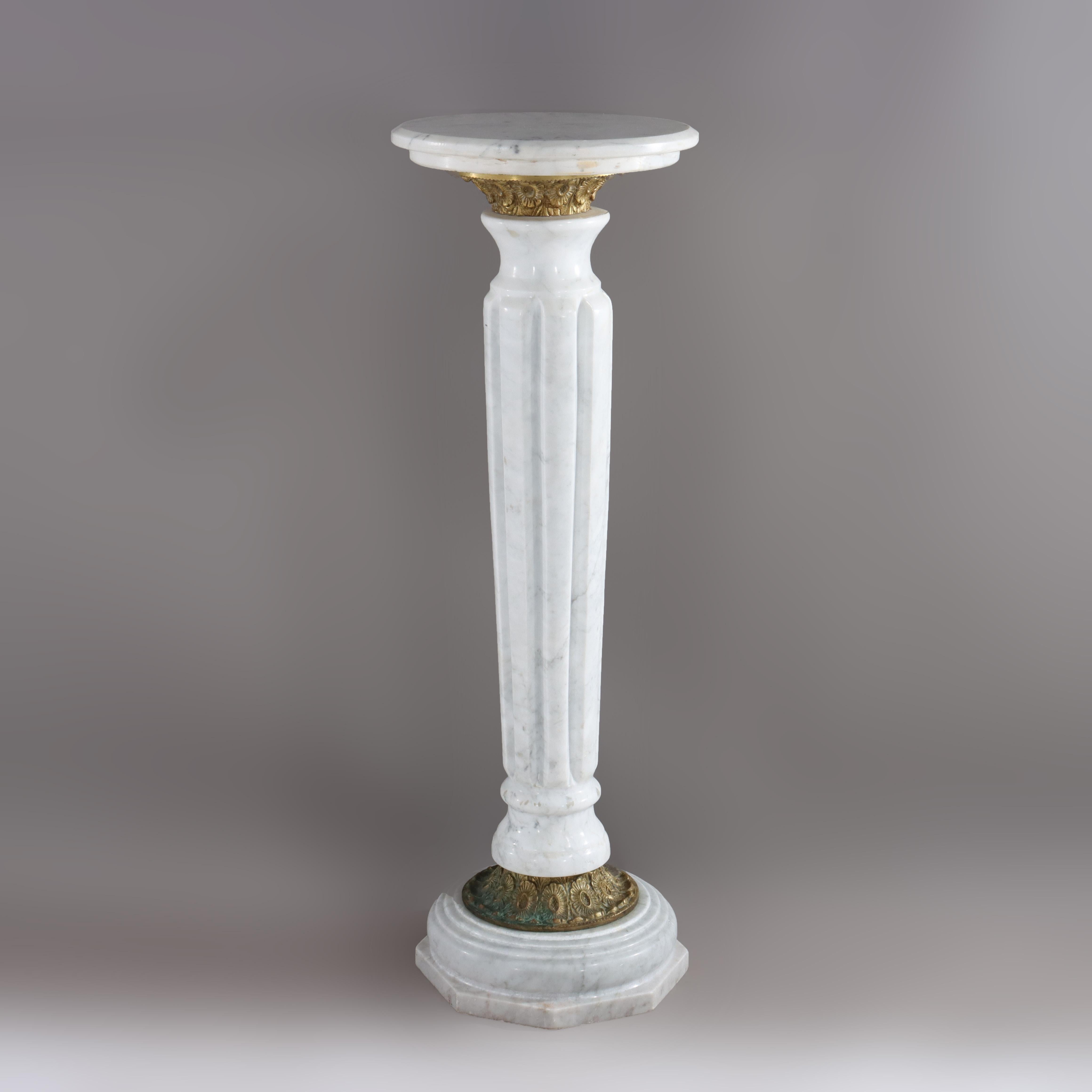 Antique Neoclassical Marble & Ormolu Bronze Sculpture Pedestal c1890 For Sale 2
