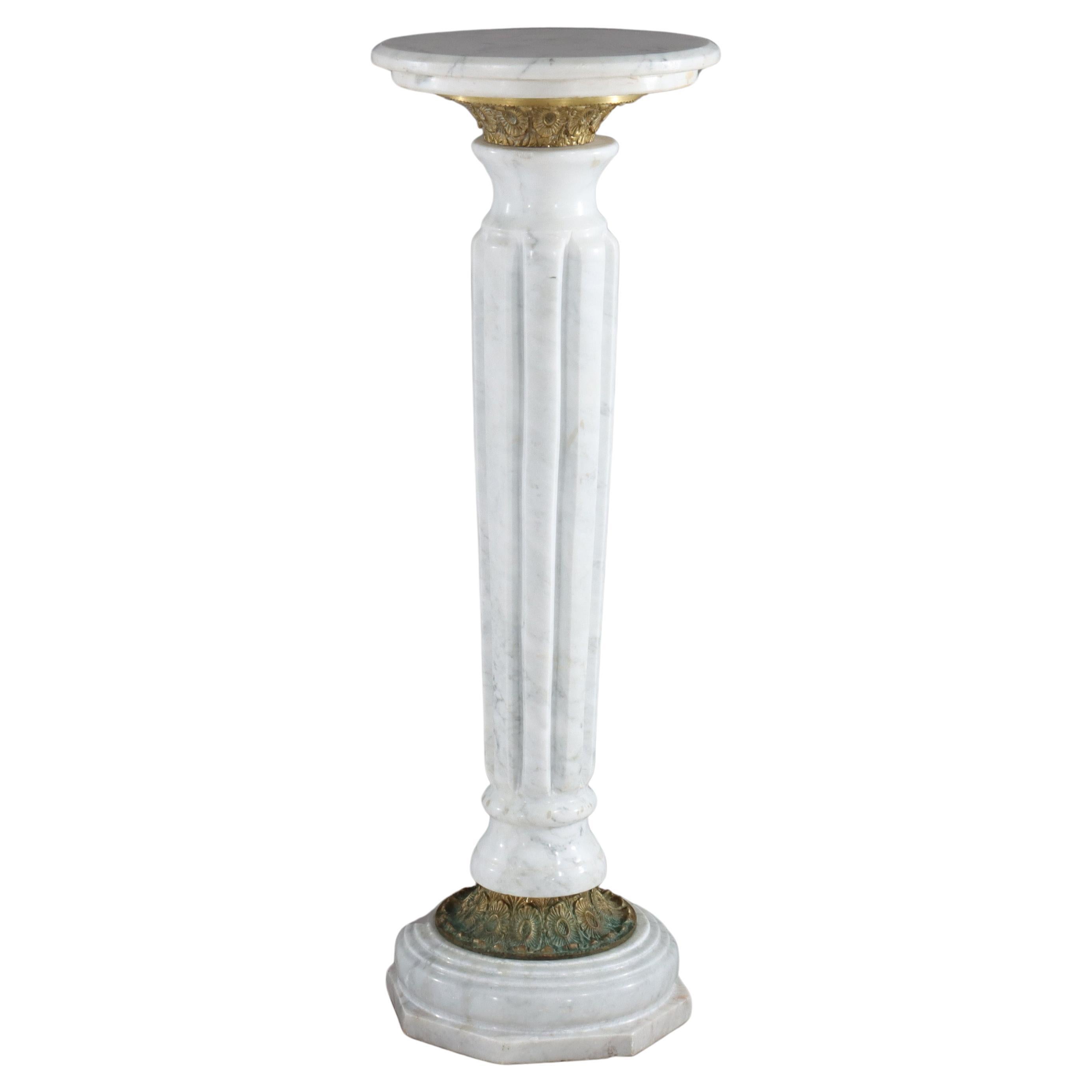 Antique Neoclassical Marble & Ormolu Bronze Sculpture Pedestal c1890 For Sale
