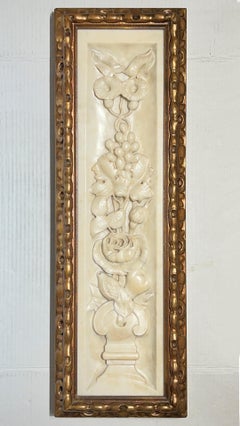 Antique Neoclassical marble Relief Plaque in Giltwood Frame