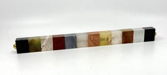 Antique Neoclassical Marble Ruler with Brass Caps, Late 19th Century
