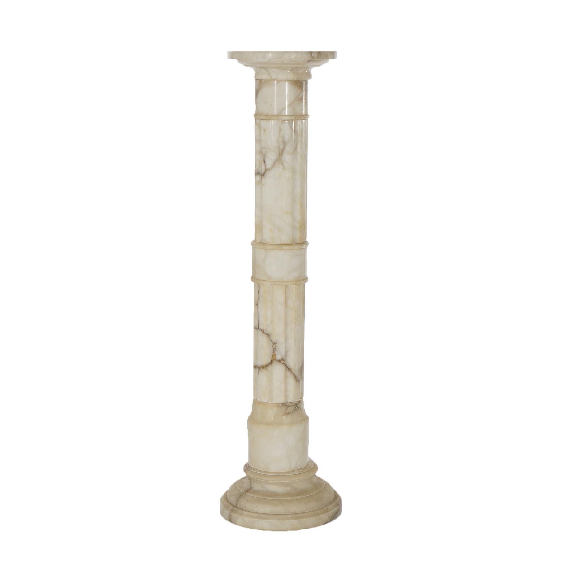 Antique Neoclassical Marble Sculpture Display Pedestal with Reeded & Banded Column C1890

Measures- 42.5''H x 12''W x 12''D