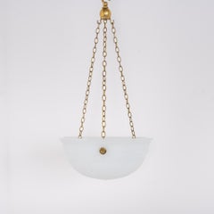 Antique Neoclassical Moonstone Glass Plafonnier Pendant