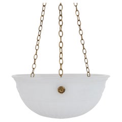 Antique Neoclassical Moonstone Glass Plafonnier Pendant