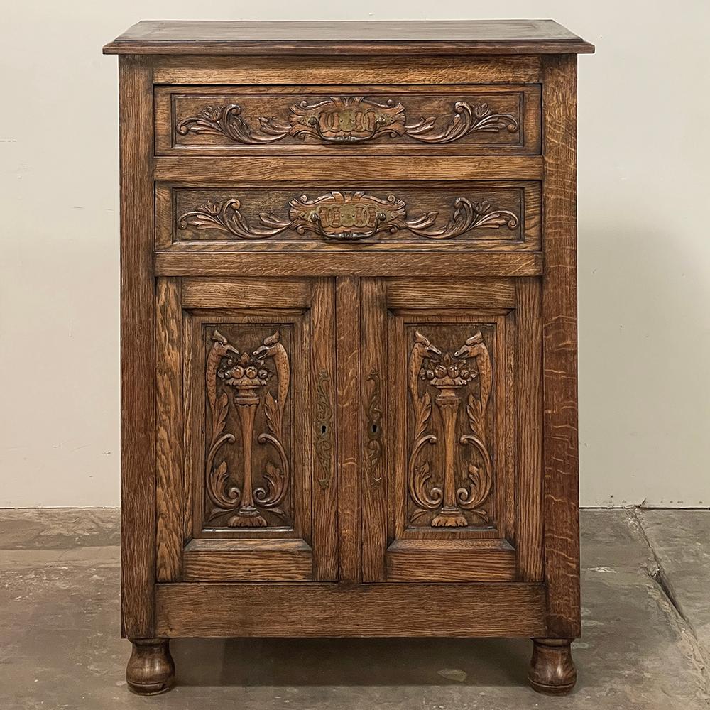 Antique Neoclassical Music Cabinet ~ Office Cabinet is an intriguing glimpse into the past, while an excellent choice to provide yeoman's service now and into the future! Originally designed for the music room, its double door cabinet below opens to
