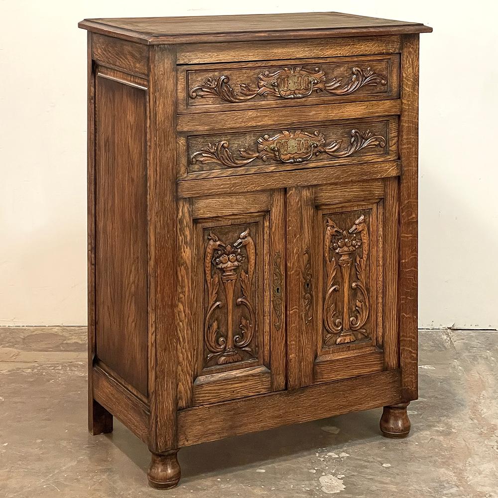 Hand-Carved Antique Neoclassical Music Cabinet, Office Cabinet For Sale