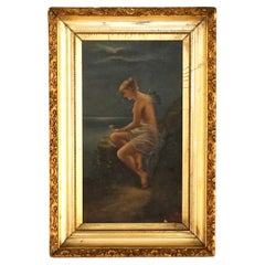 Ancienne peinture néoclassique à l'huile sur toile d'une foire signée par C. B. Allen