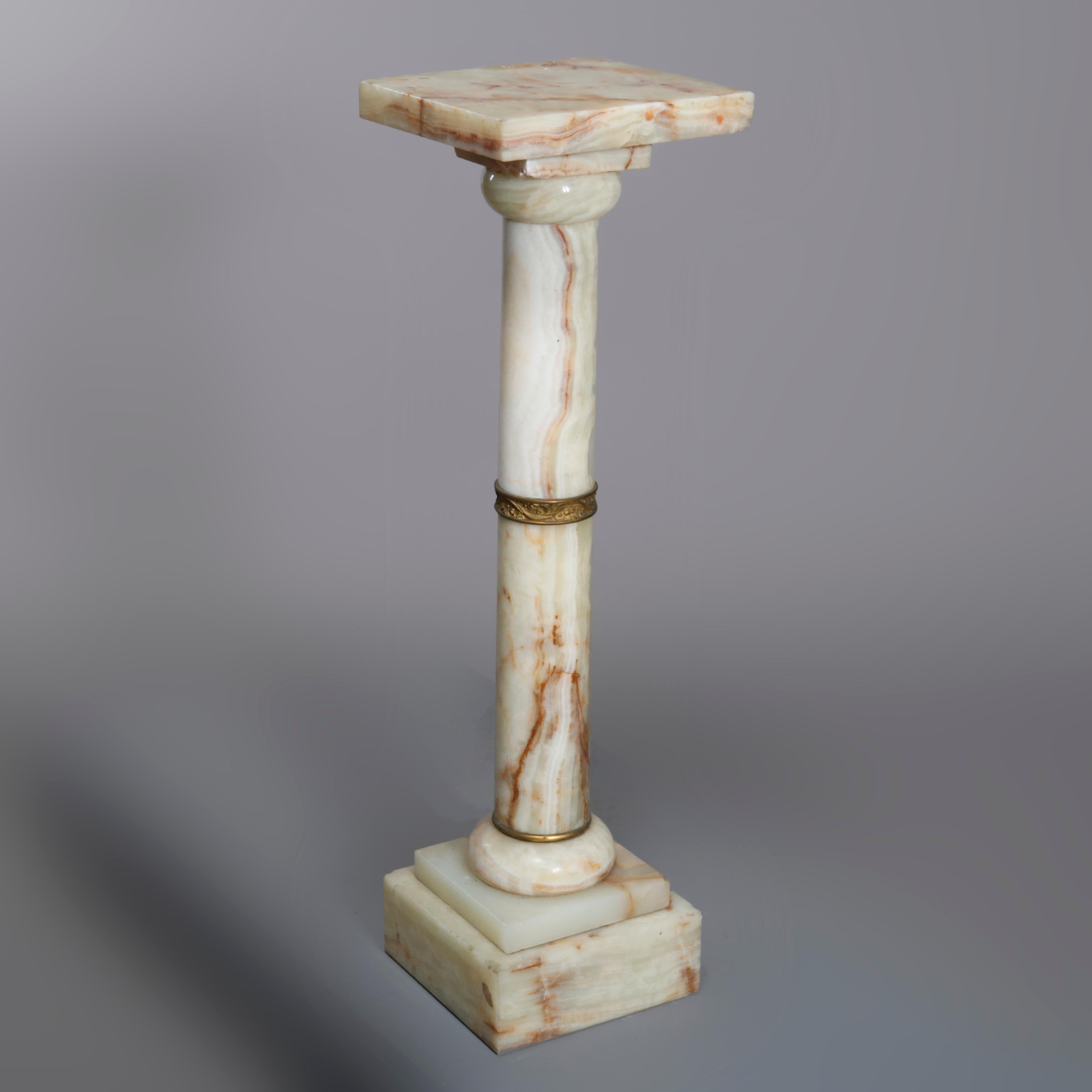 European Antique Neoclassical Onyx and Ormolu Sculpture Pedestal, Circa 1890