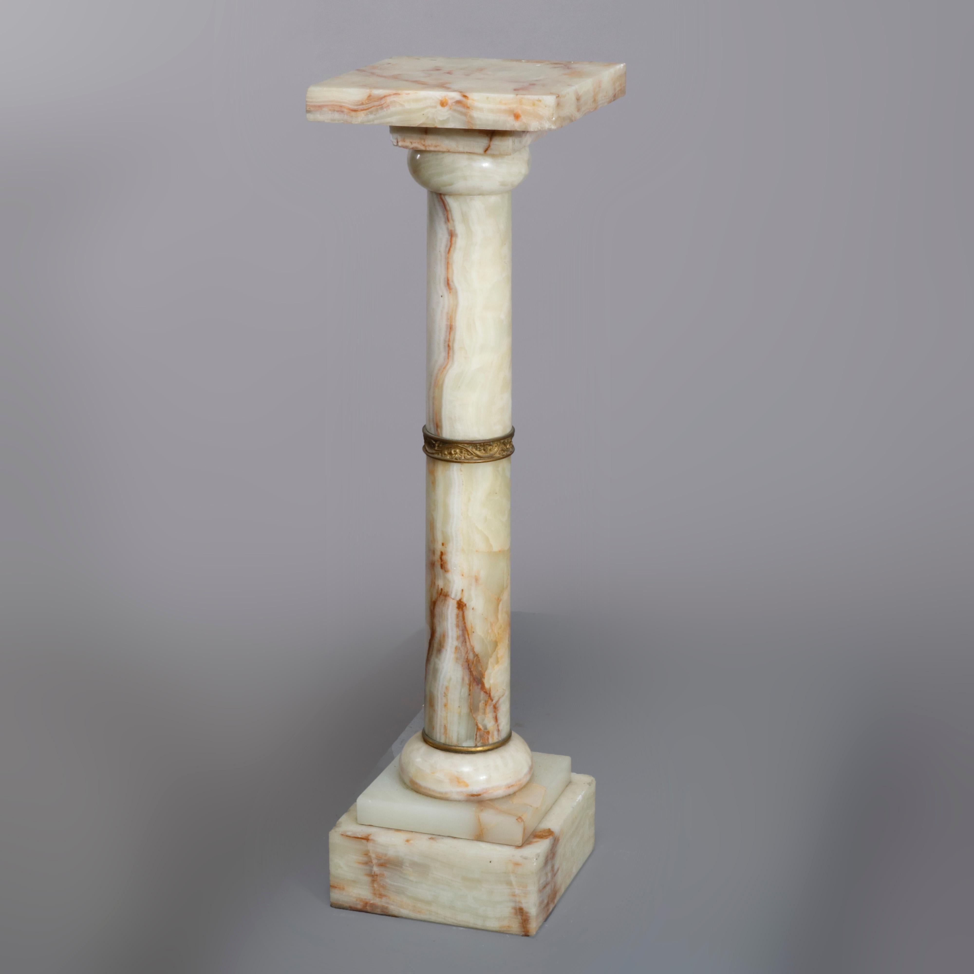 Antique Neoclassical Onyx and Ormolu Sculpture Pedestal, Circa 1890 In Good Condition In Big Flats, NY