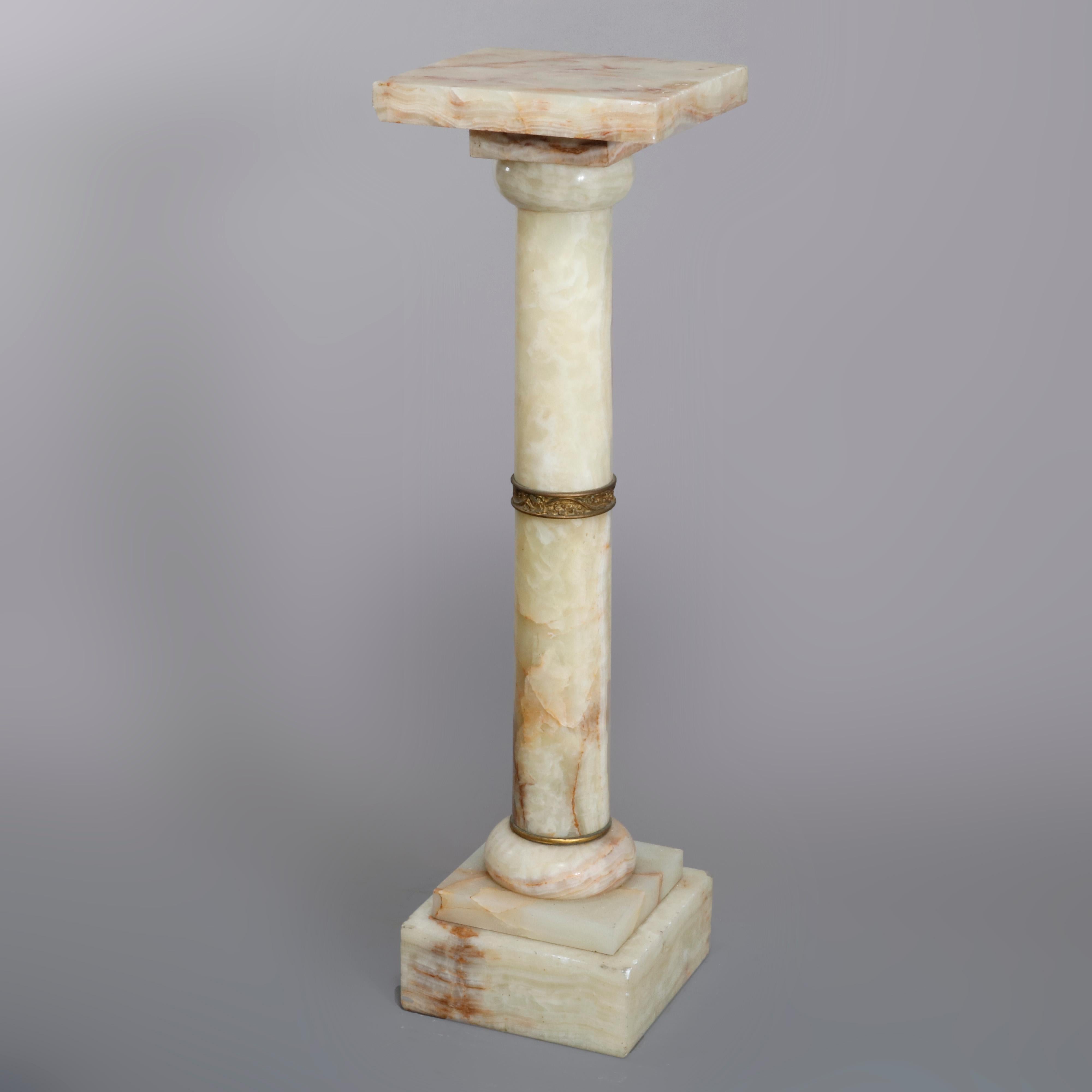19th Century Antique Neoclassical Onyx and Ormolu Sculpture Pedestal, Circa 1890