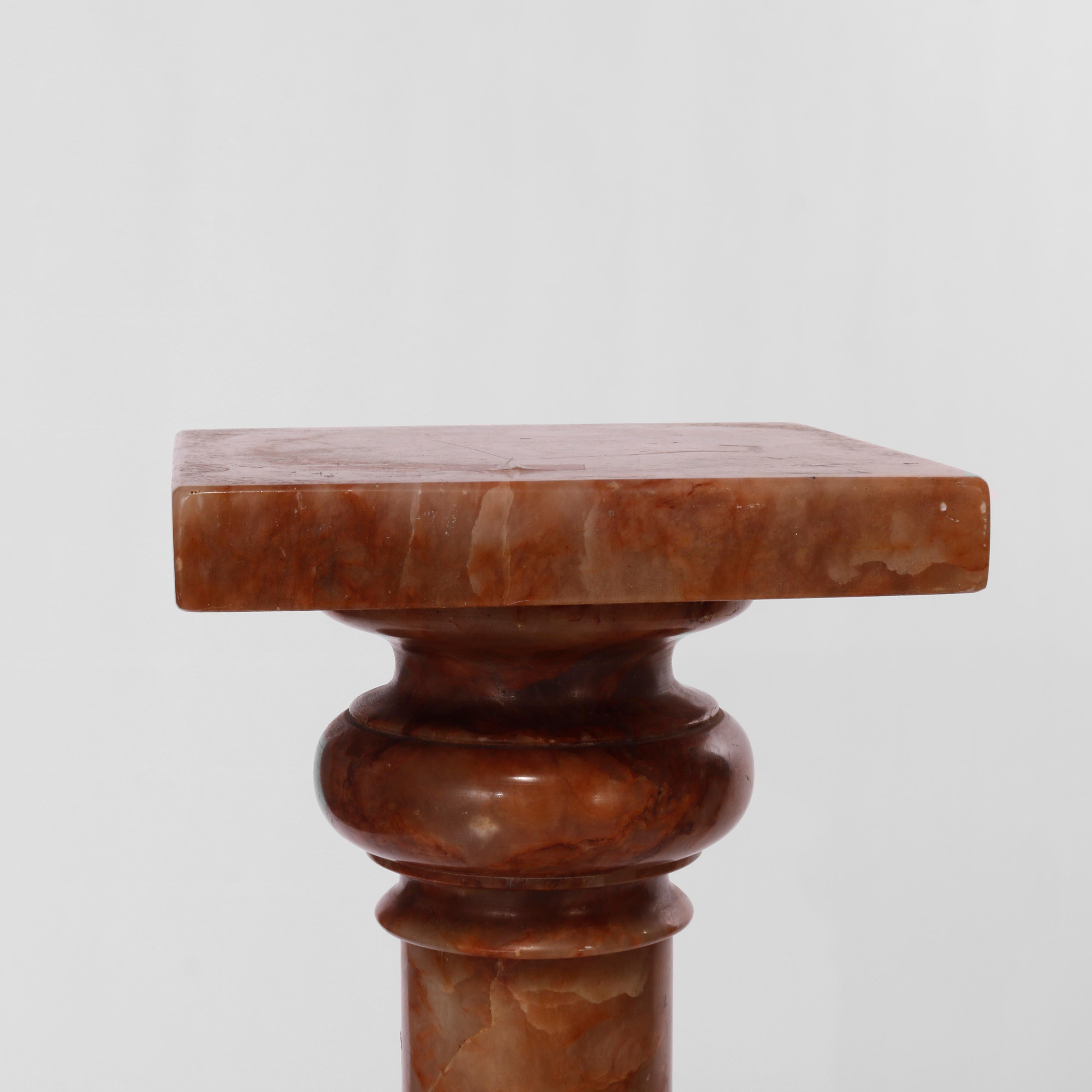 Pidestal de prsentation de sculpture noclassique ancien en onyx 19me sicle en vente 3