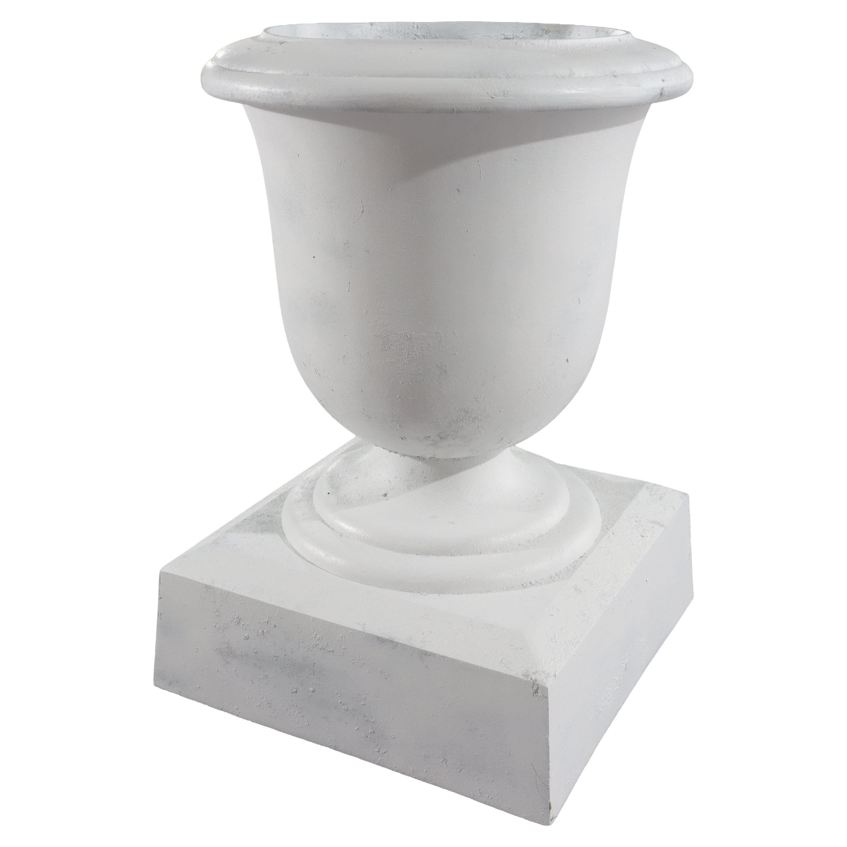 Antique Neoclassical Painted Cast Iron Garden Urn C1890