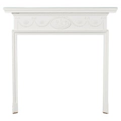 Antique Neoclassical Painted Pine Fireplace