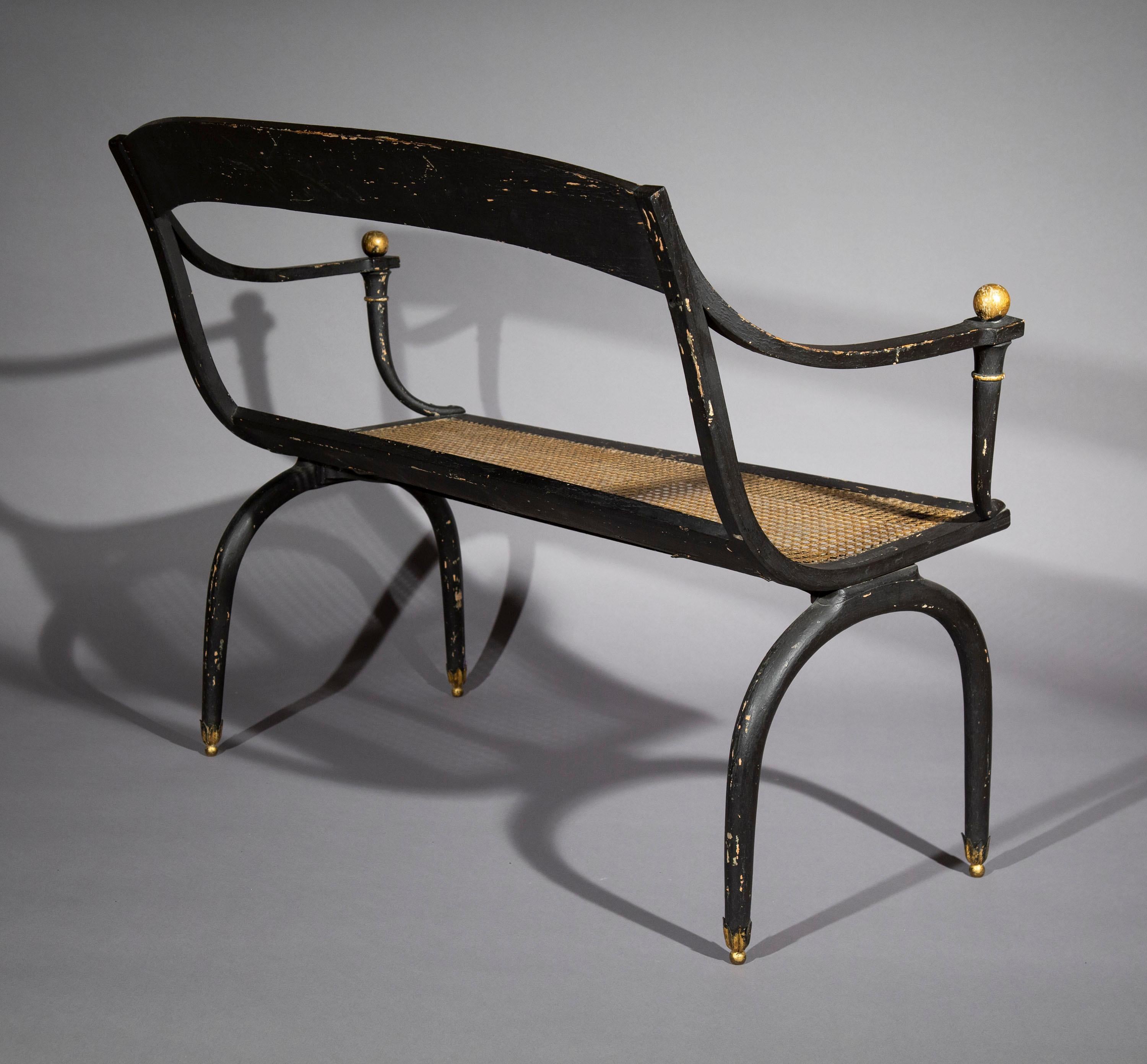 Rare 19th Century Painted Bench or Settee, ex-Madeleine Castaing, after Chapuis For Sale 6