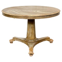 Mesa de centro con pedestal de caoba encalada de estilo neoclásico paladiano antiguo