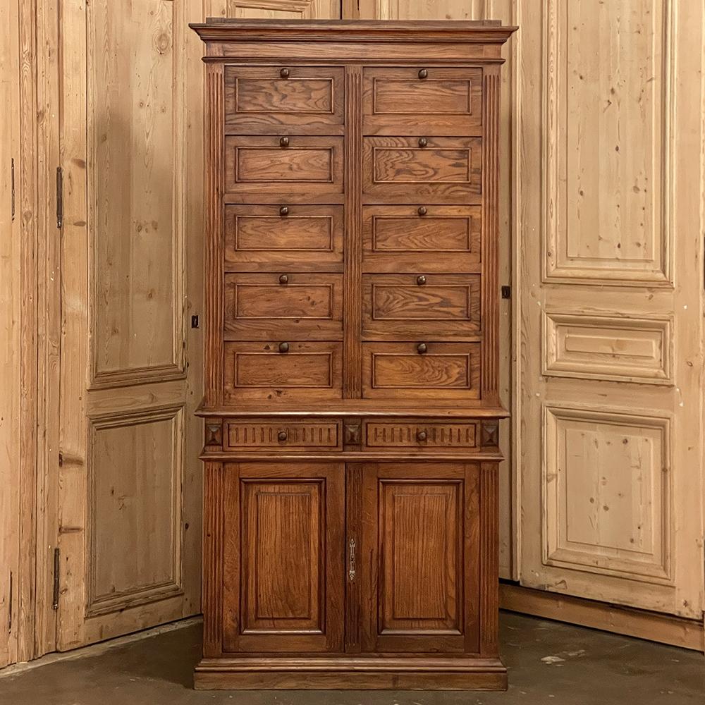 Neoclassical Revival Antique Neoclassical Pharmacy File Cabinet  For Sale