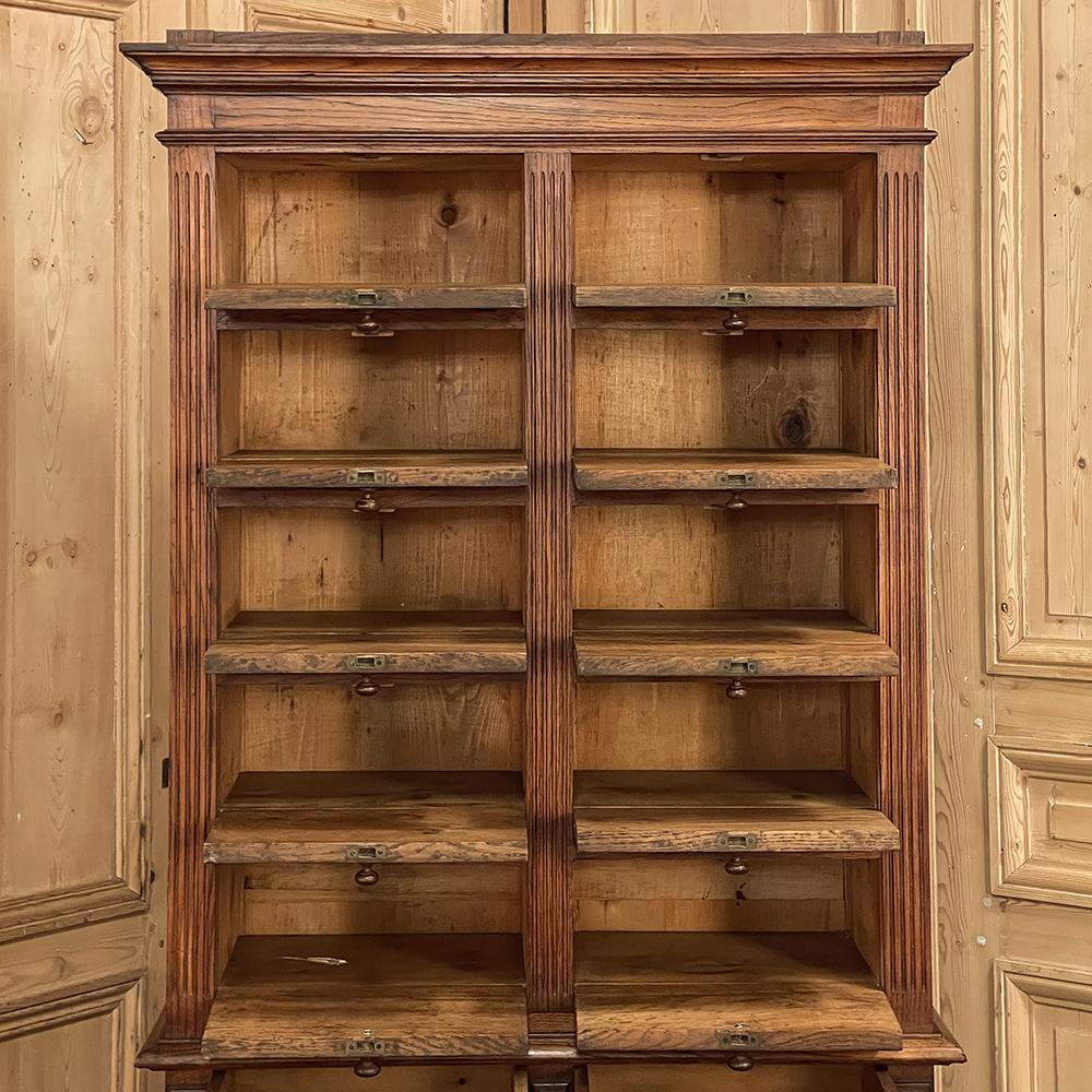 Hand-Crafted Antique Neoclassical Pharmacy File Cabinet  For Sale