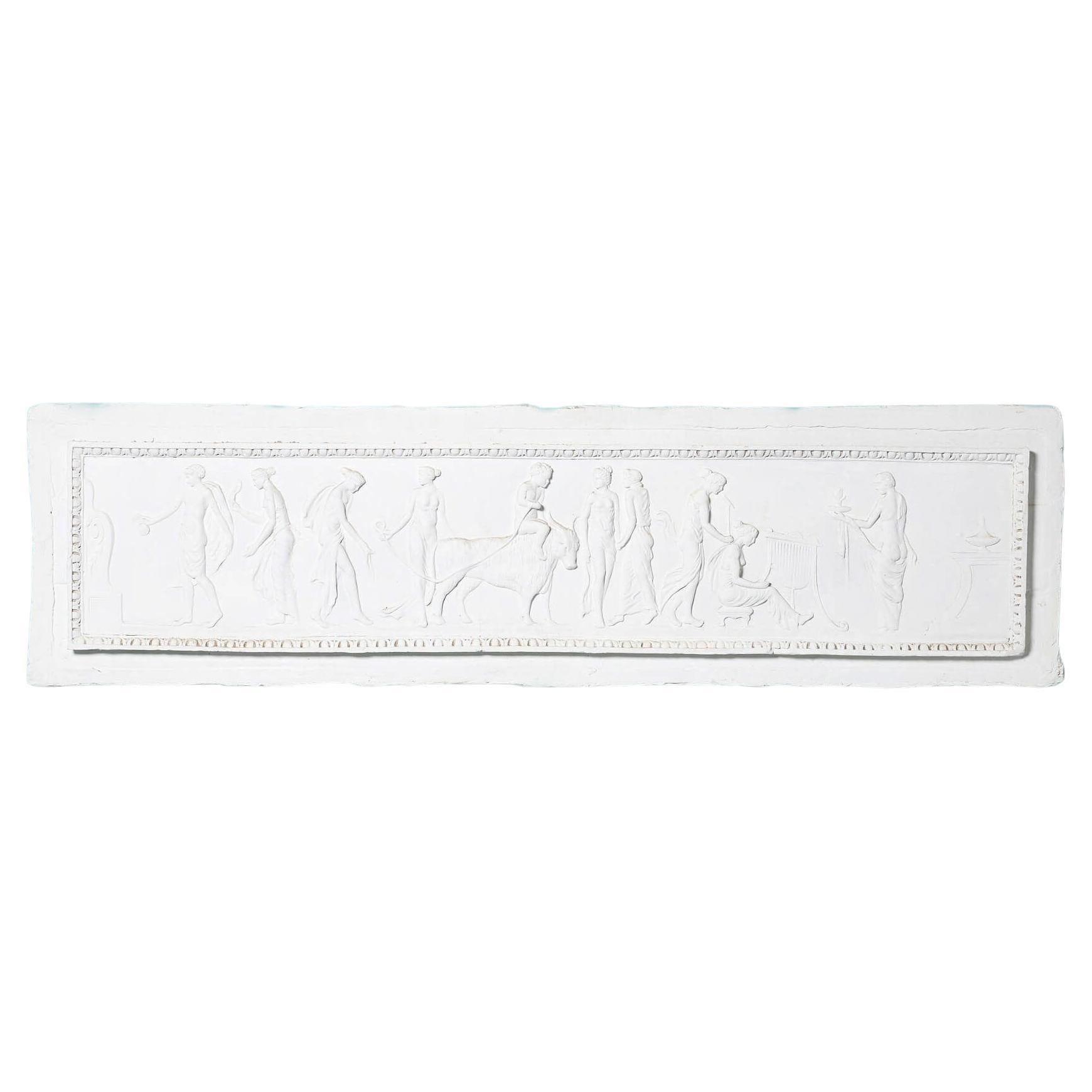 Antique Neoclassical Plaster Panel of Classical Figures