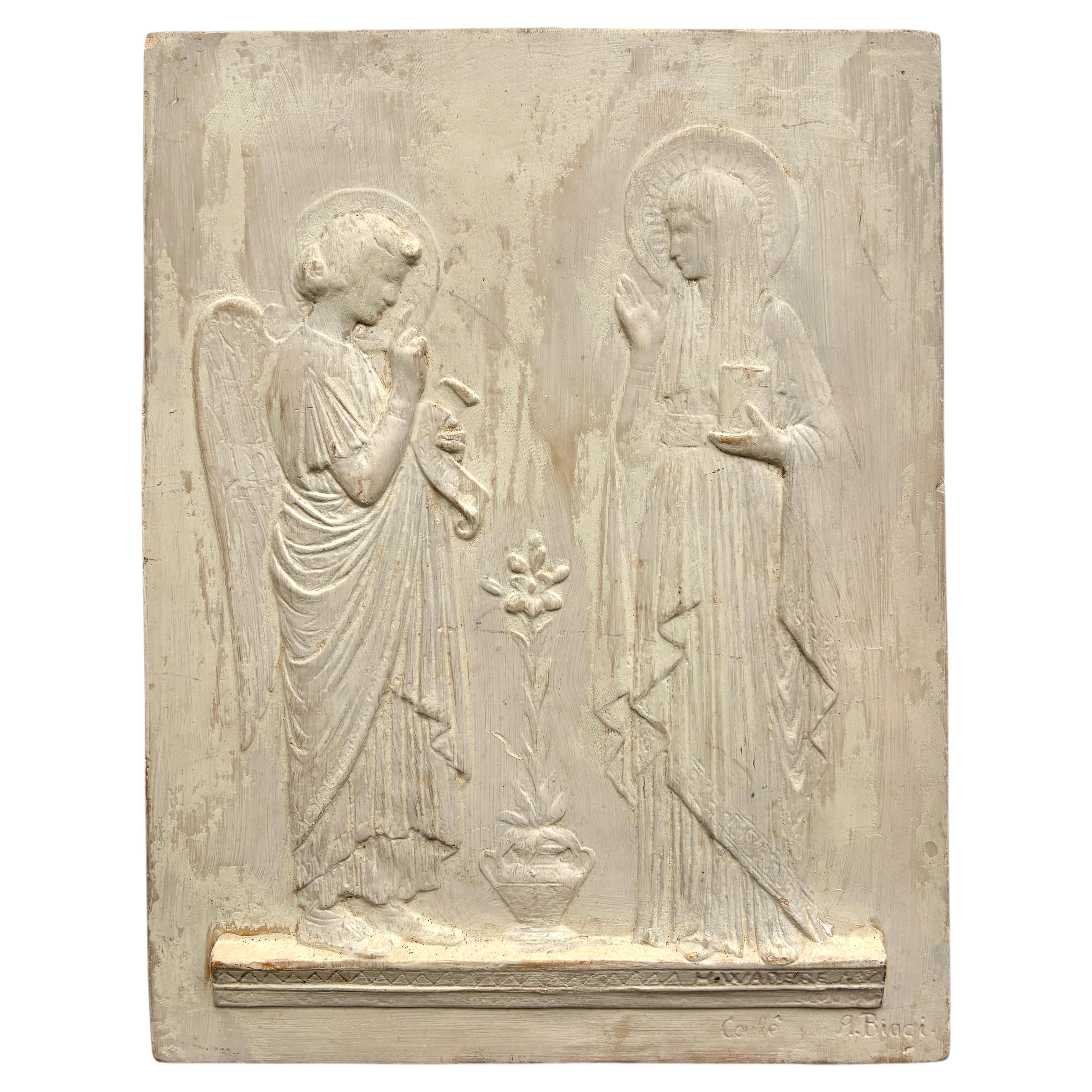 Antique Neoclassical Plaster Relief, Molded after H. Wadère, c. 1895