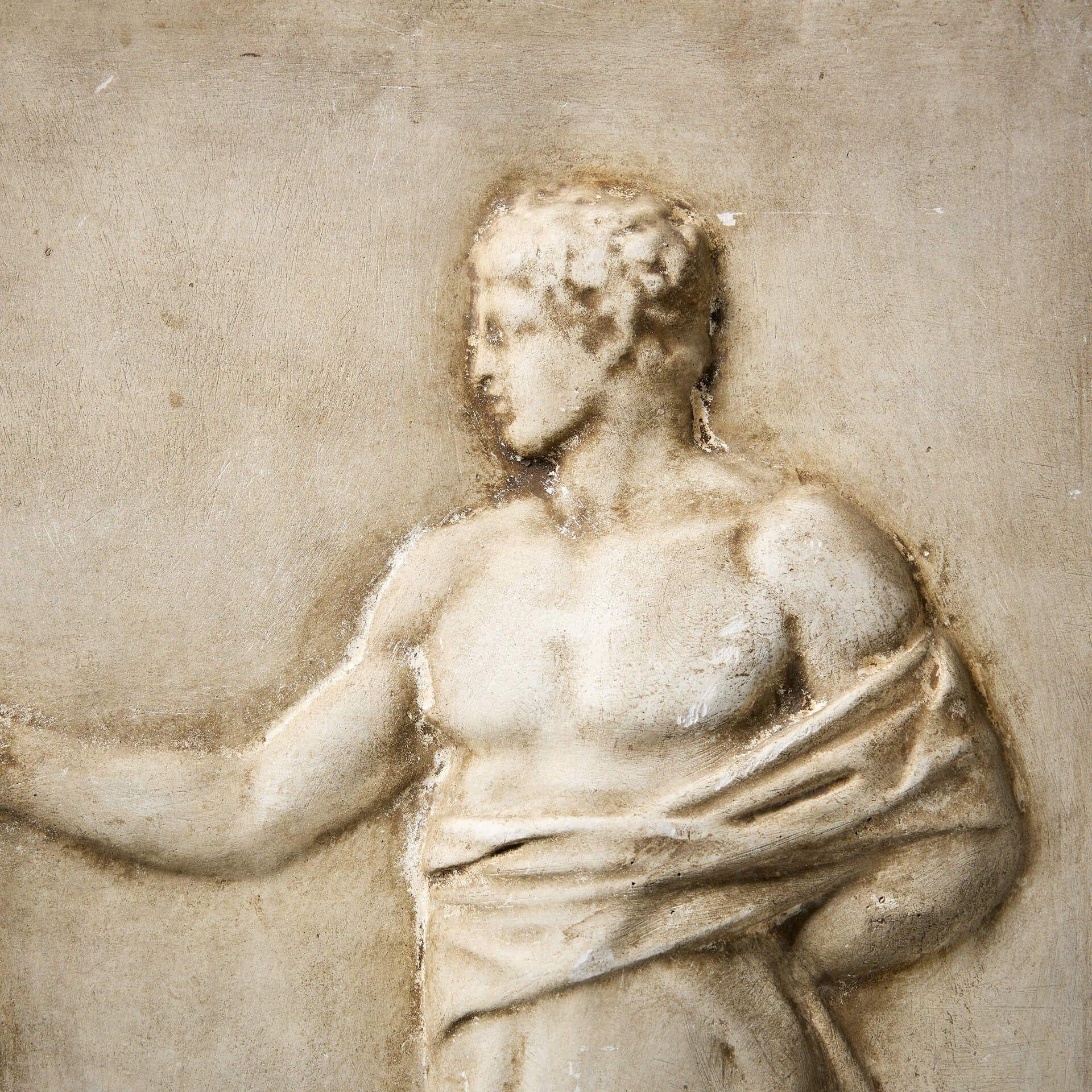 English Antique Neoclassical Plaster Relief Panel After the Antique For Sale
