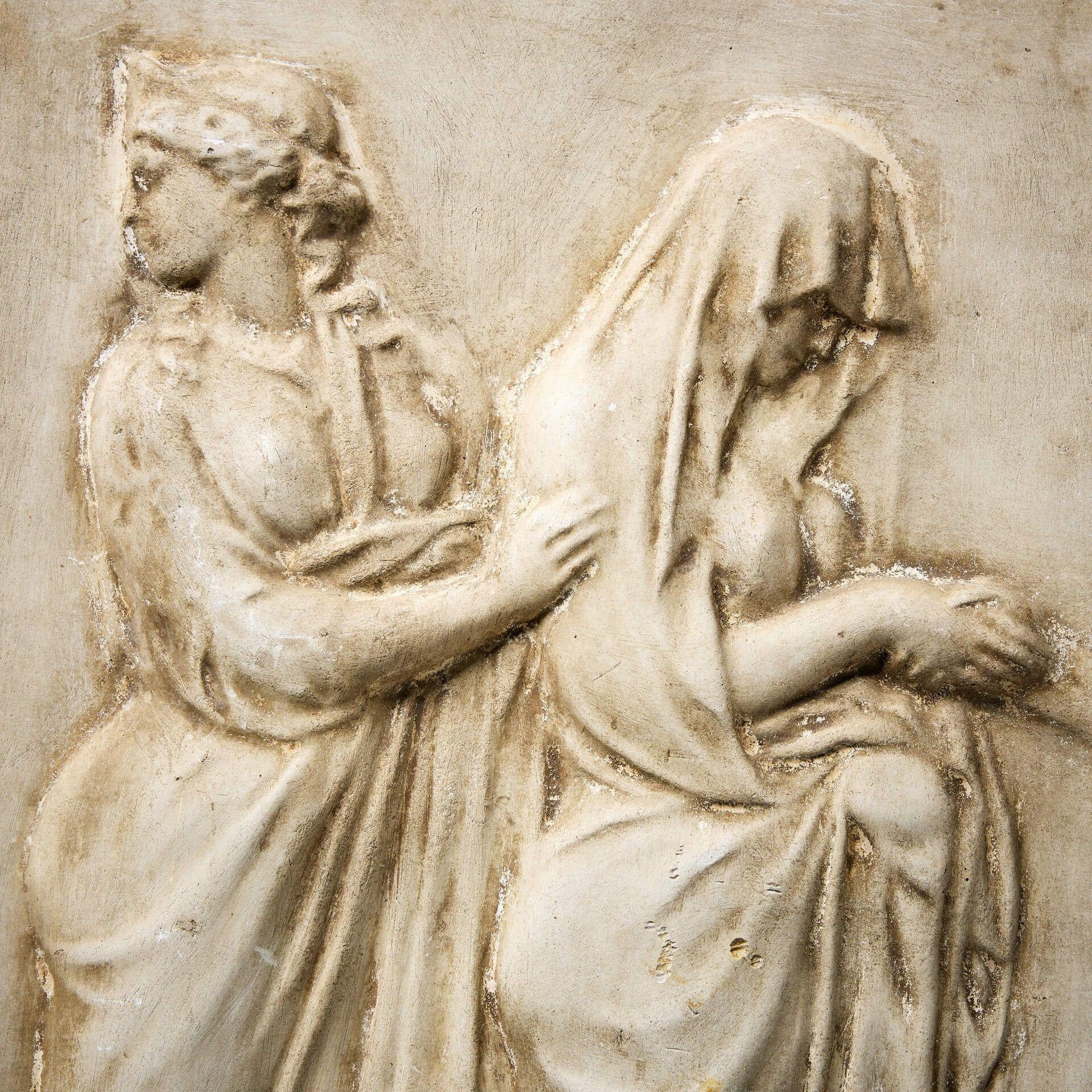 Antique Neoclassical Plaster Relief Panel After the Antique In Fair Condition For Sale In Wormelow, Herefordshire